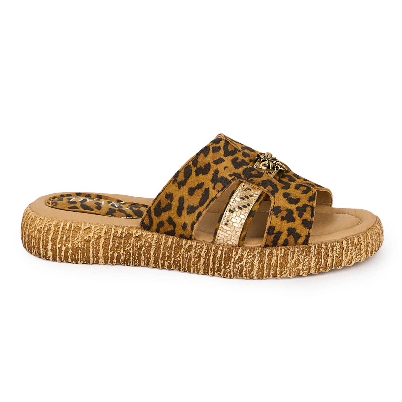 Papuci dama din piele naturala multicolora cu accesoriu 18363