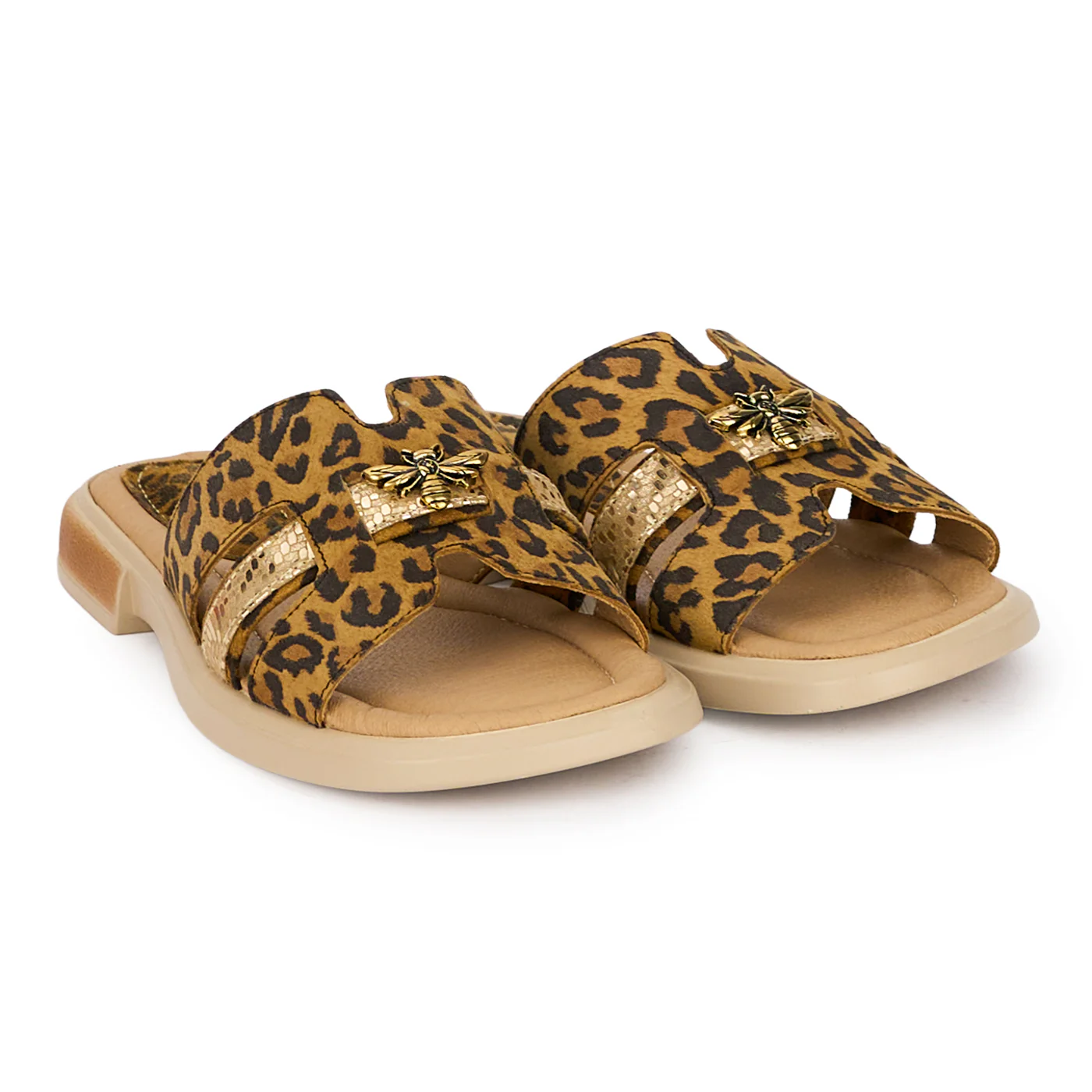 Papuci dama din piele naturala multicolora cu accesoriu 18365 - Image 4