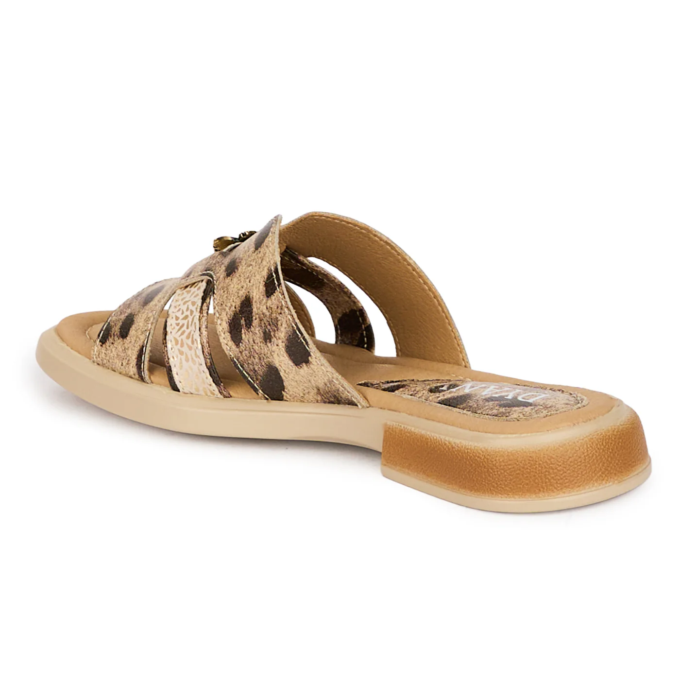 Papuci dama din piele naturala multicolora cu accesoriu 18396 - Image 2