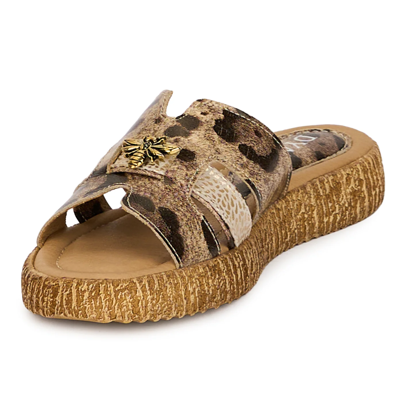 Papuci dama din piele naturala multicolora cu accesoriu 18397 - Image 3