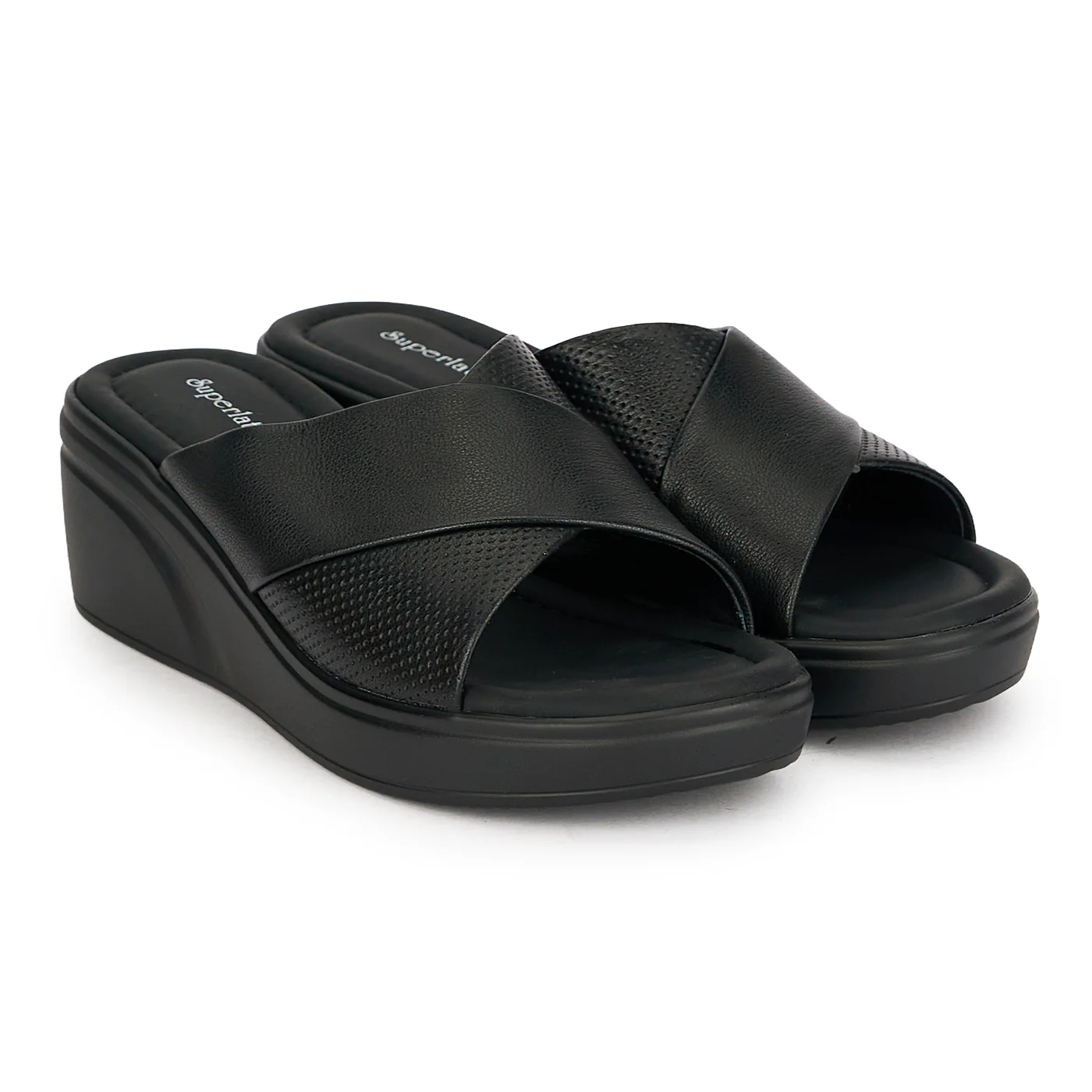 Papuci dama din piele naturala neagra cu platforma 5.5 cm 19796 - Image 4