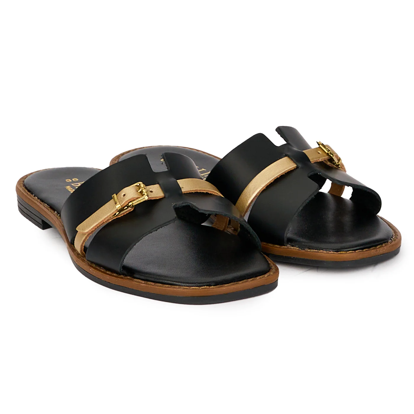 Papuci dama din piele naturala neagra cu talpa joasa 18310 - Image 4