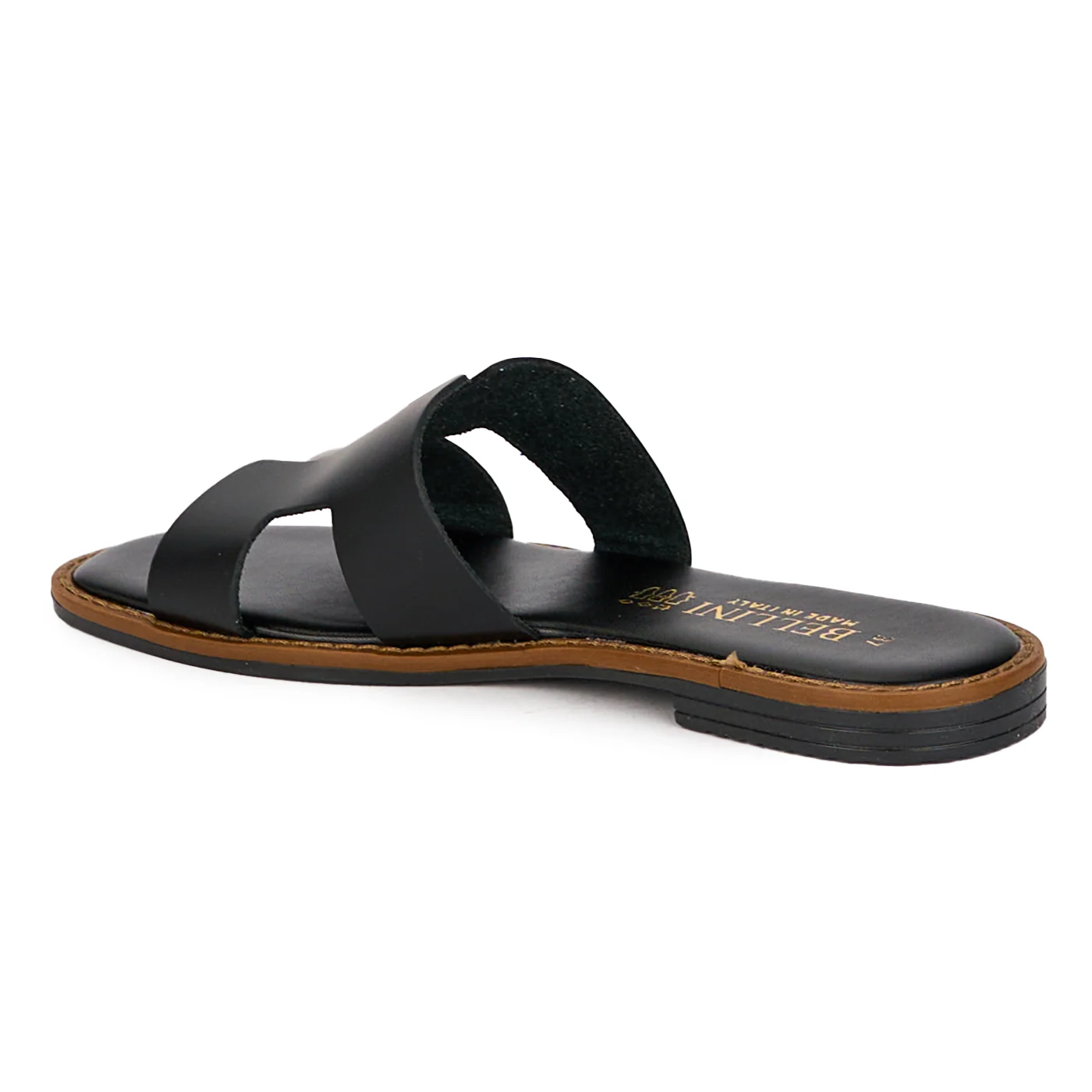 Papuci dama din piele naturala neagra cu talpa joasa 18311 - Image 3