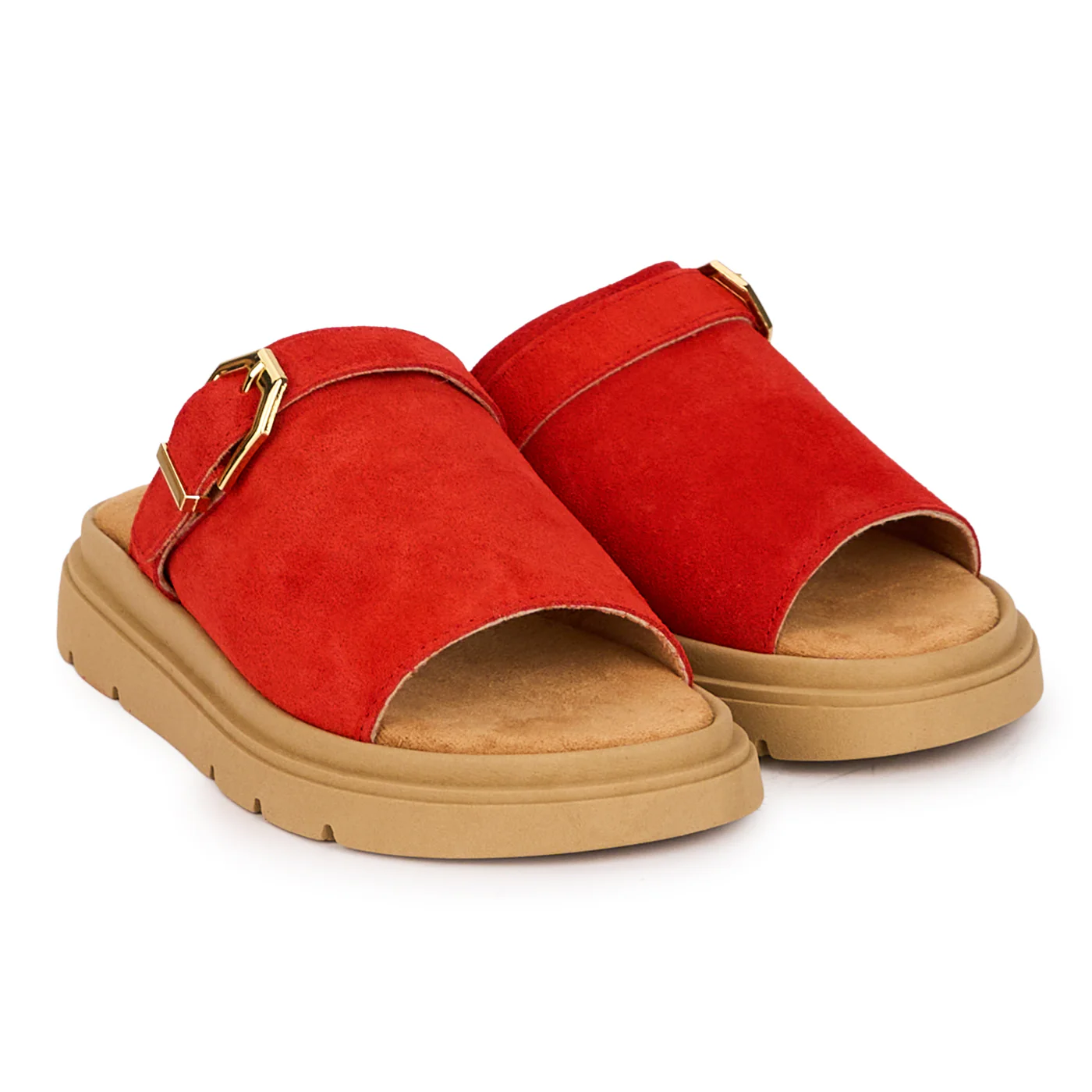 Papuci dama din piele naturala rosie 18582 - Image 4