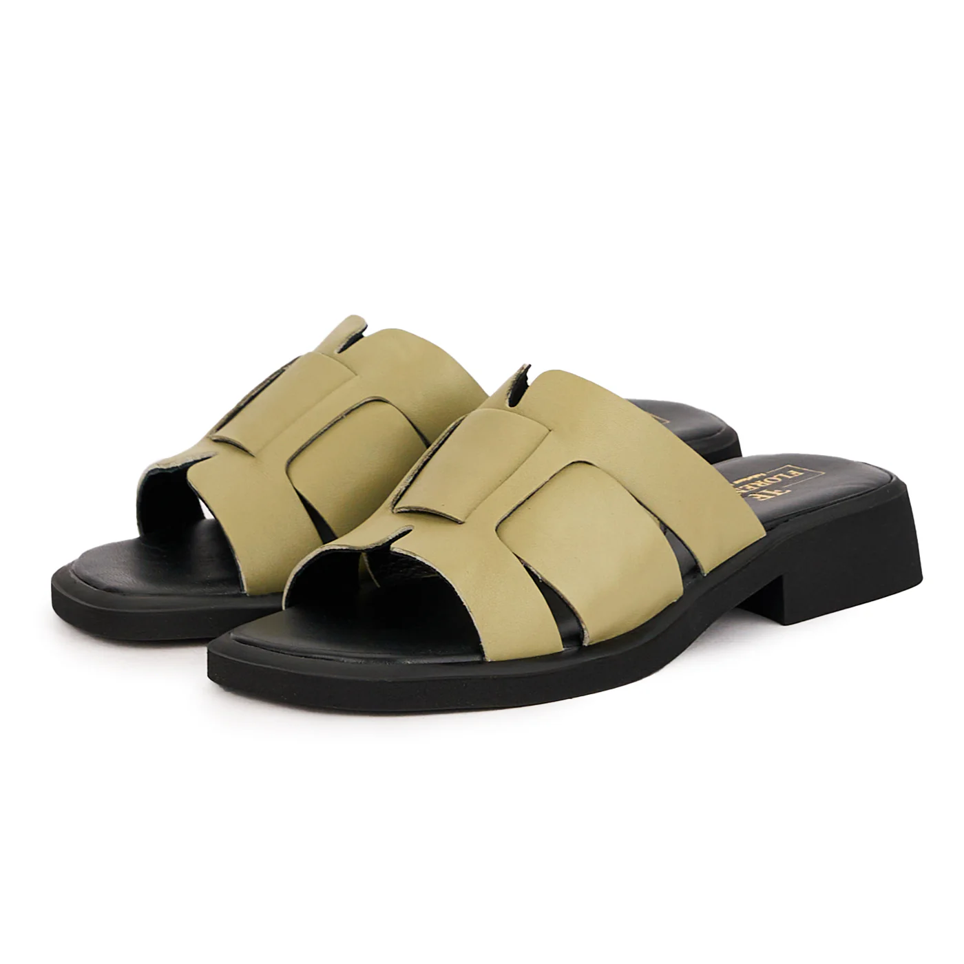 Papuci dama din piele naturala verde-olive 16638 - Image 3