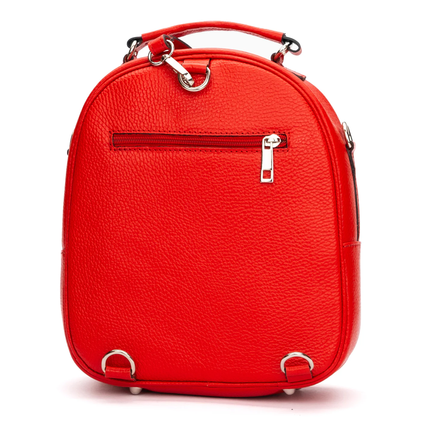Rucsac dama convertibil in geanta din piele naturala rosie 11026 - Image 3