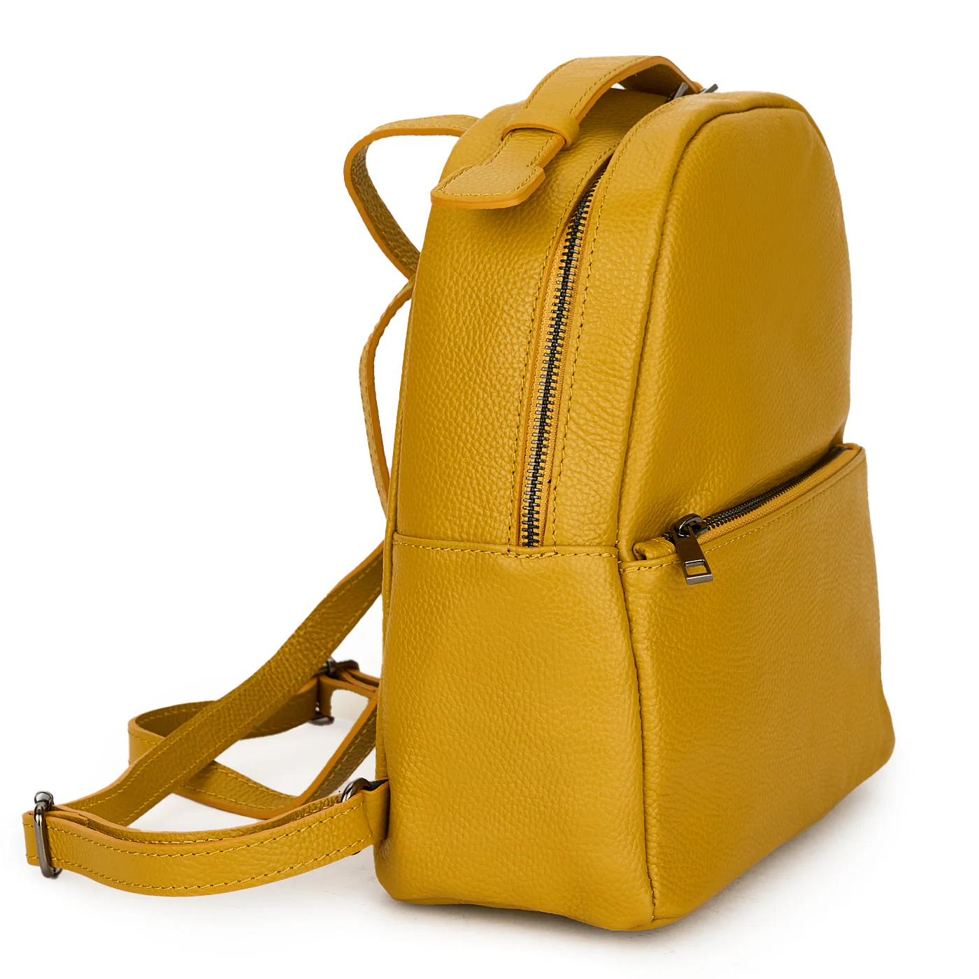 Rucsac dama din piele naturala galbena 21146 - Image 2