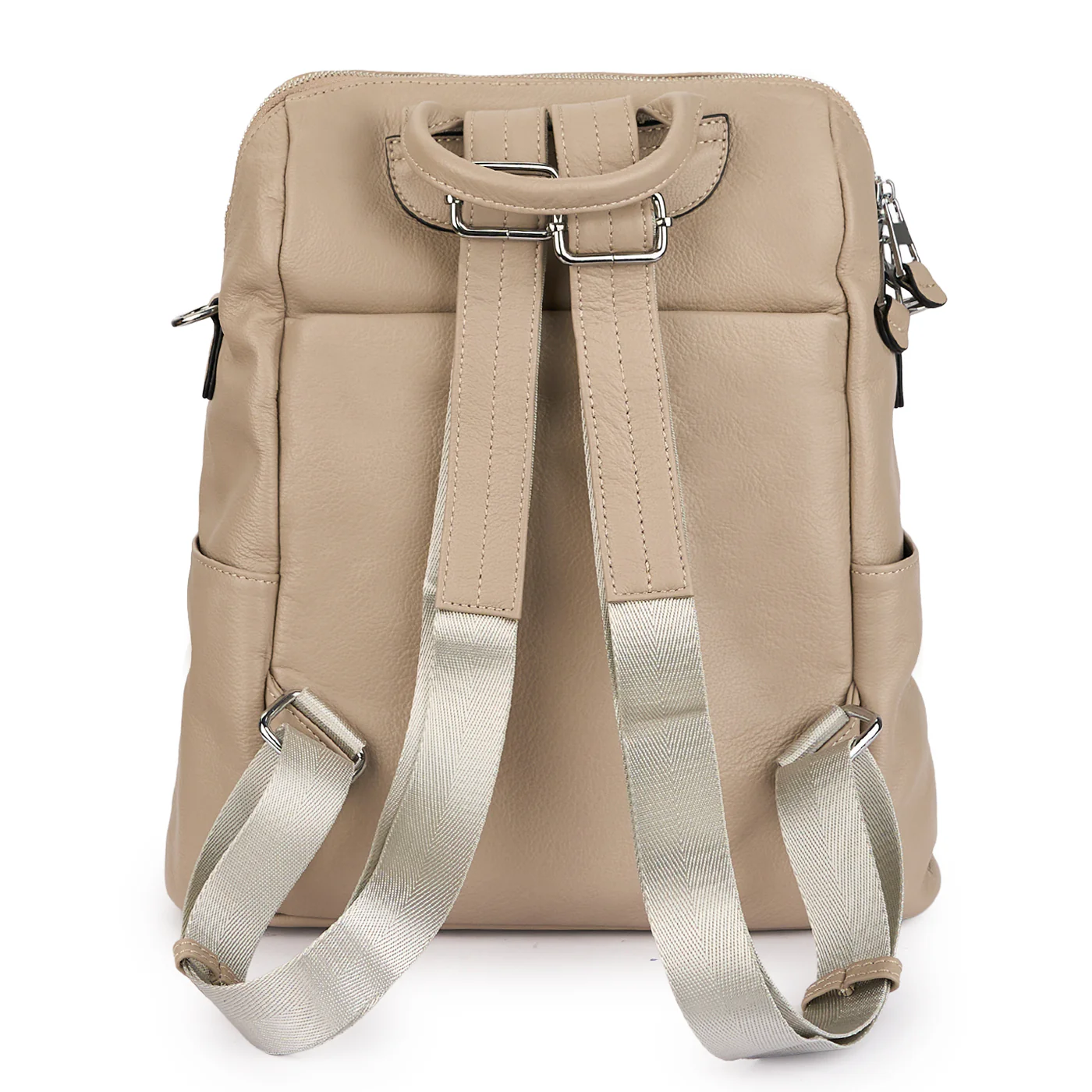 Rucsac din piele naturala bej 21286 - Image 3
