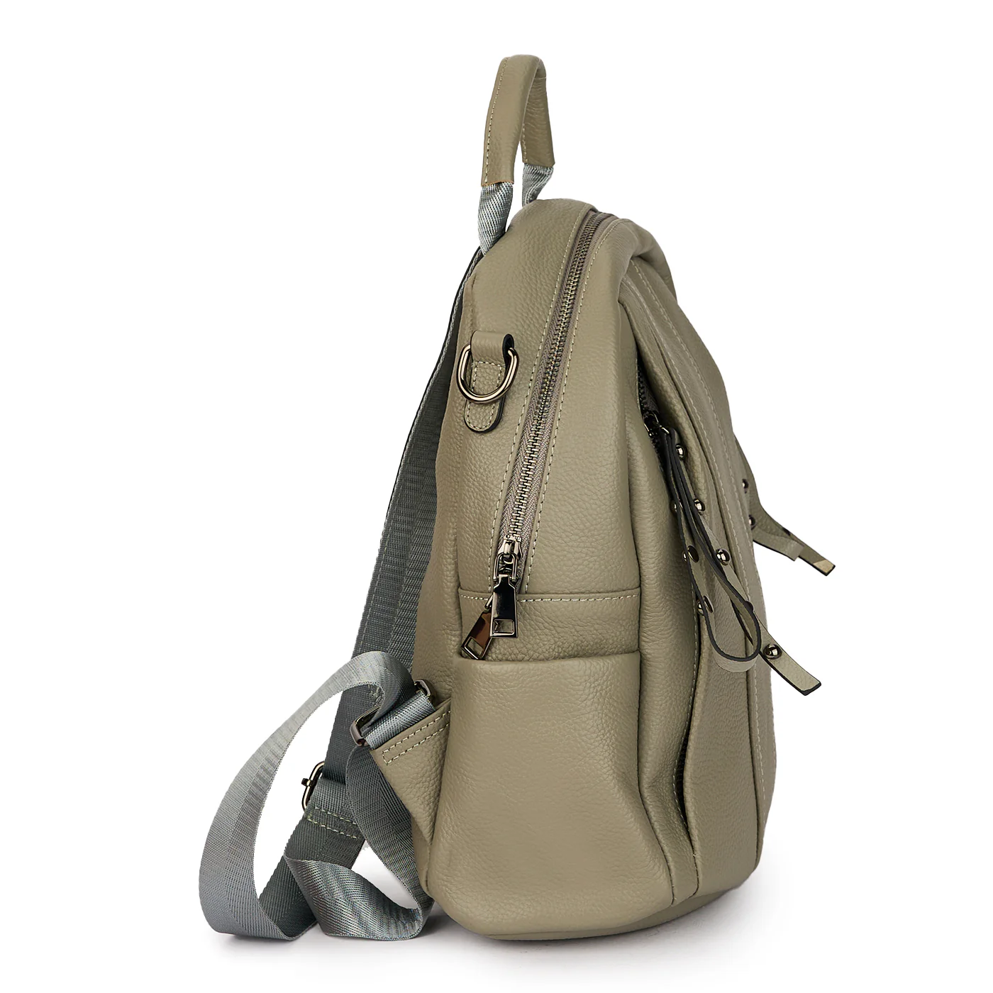 Rucsac din piele naturala gri 21206 - Image 2