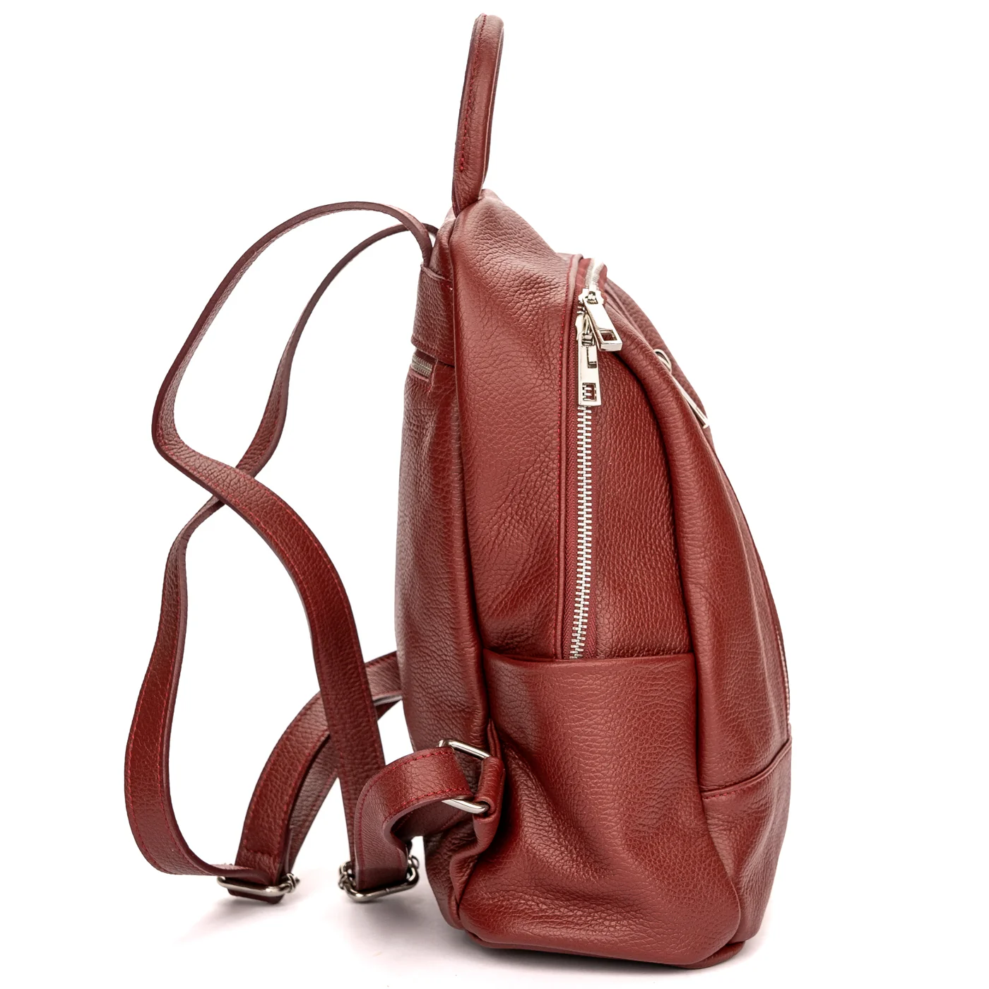 Rucsac elegant dama din piele naturala visinie 11341 - Image 2