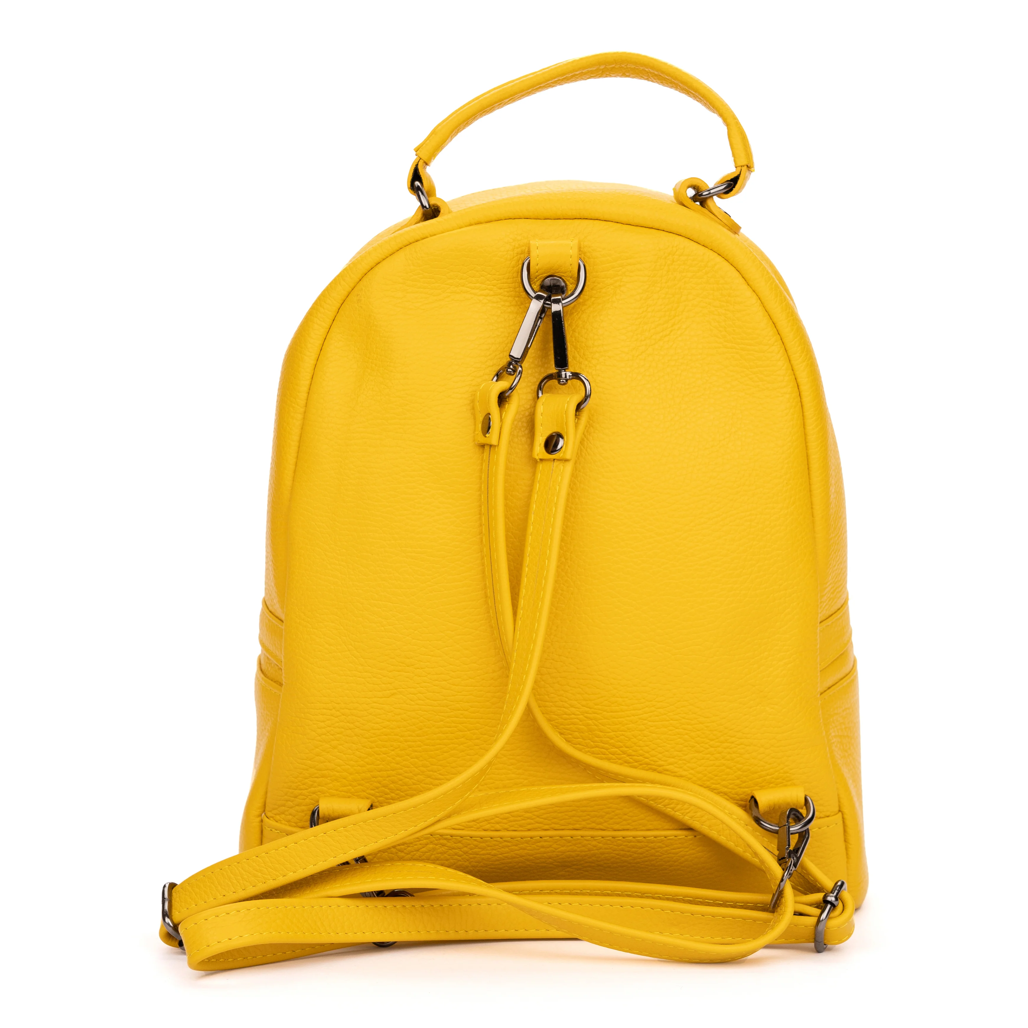 Rucsac elegant dama din piele naturala galbena 11091 - Image 3
