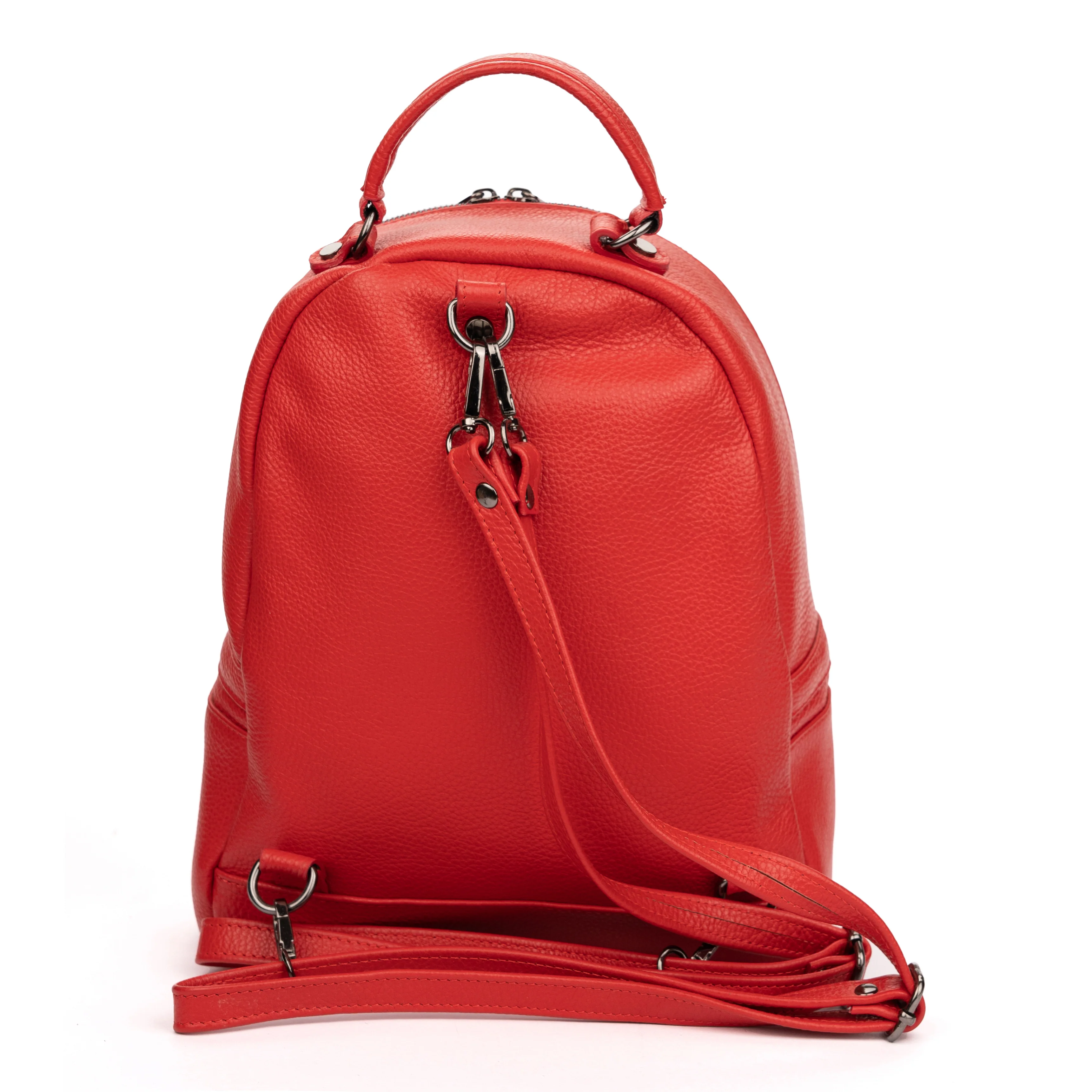 Rucsac elegant dama din piele naturala rosie 11090 - Image 3