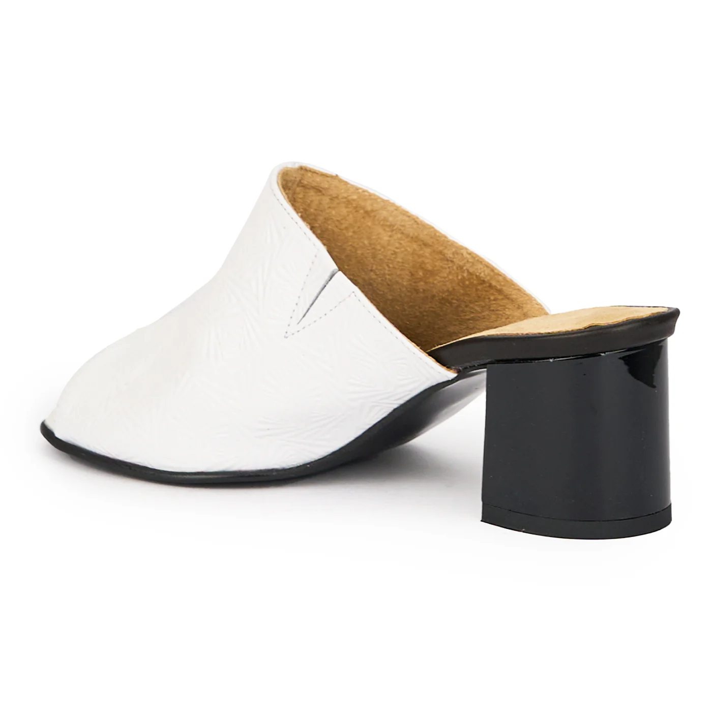 Saboti dama din piele naturala alb sidefat cu toc 6 cm 15495 - Image 2