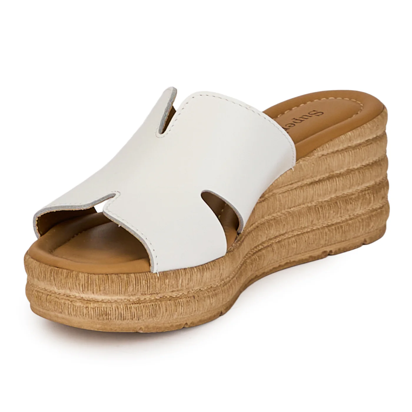 Saboti dama din piele naturala alba cu platforma 6.5 cm 18355 - Image 3