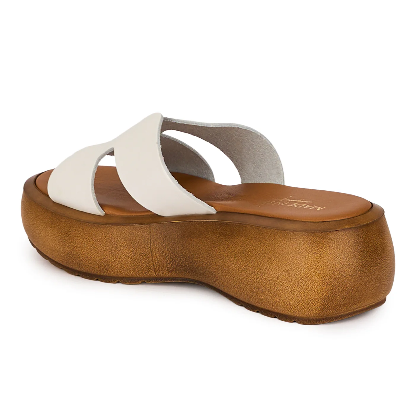Saboti dama din piele naturala alba cu talpa 5 cm 18469 - Image 2