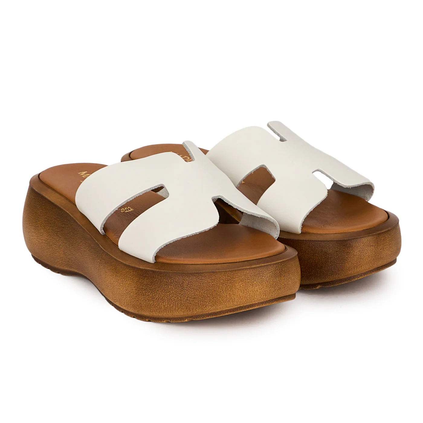 Saboti dama din piele naturala alba cu talpa 5 cm 18469 - Image 4