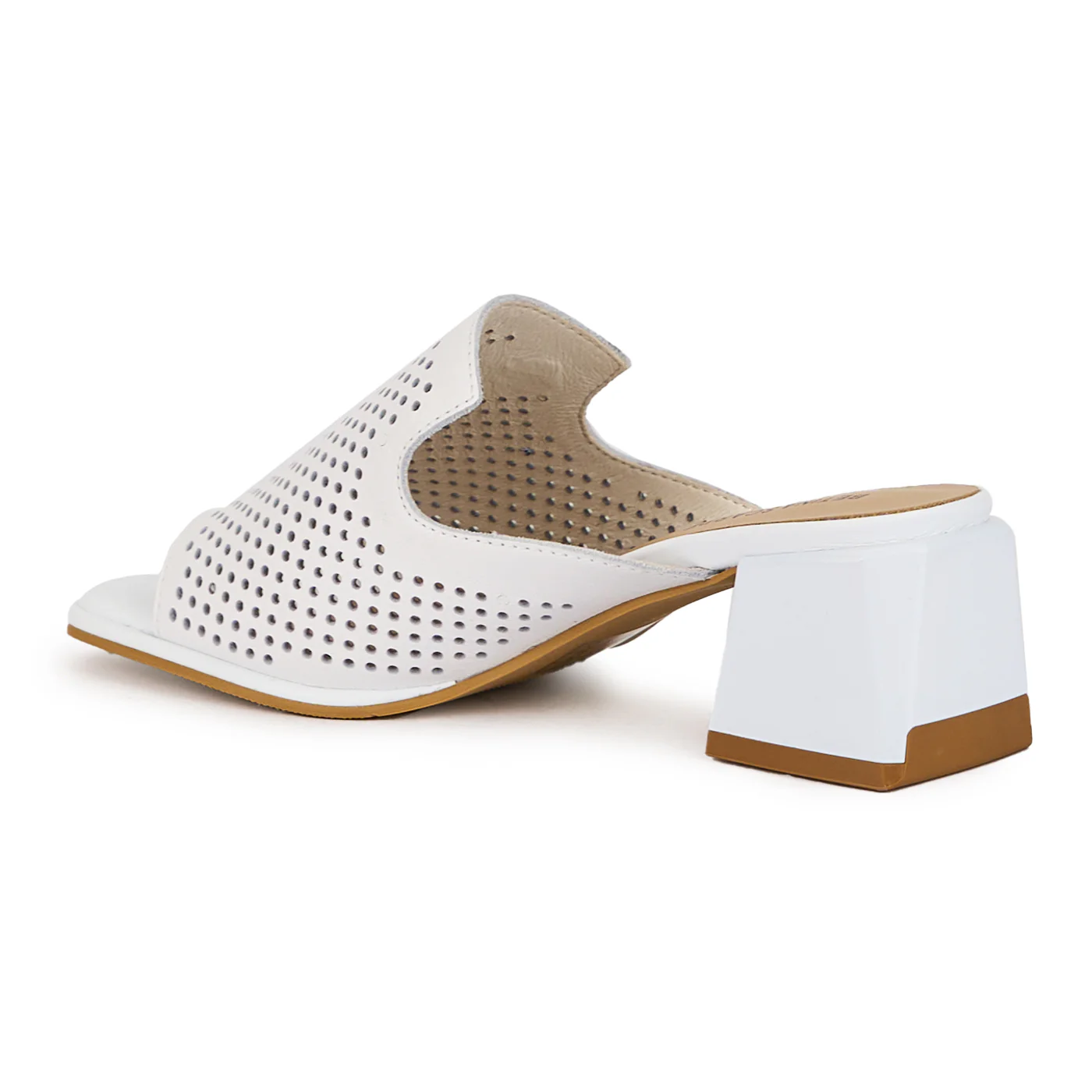 Saboti dama din piele naturala alba cu toc 5 cm 16093 - Image 2