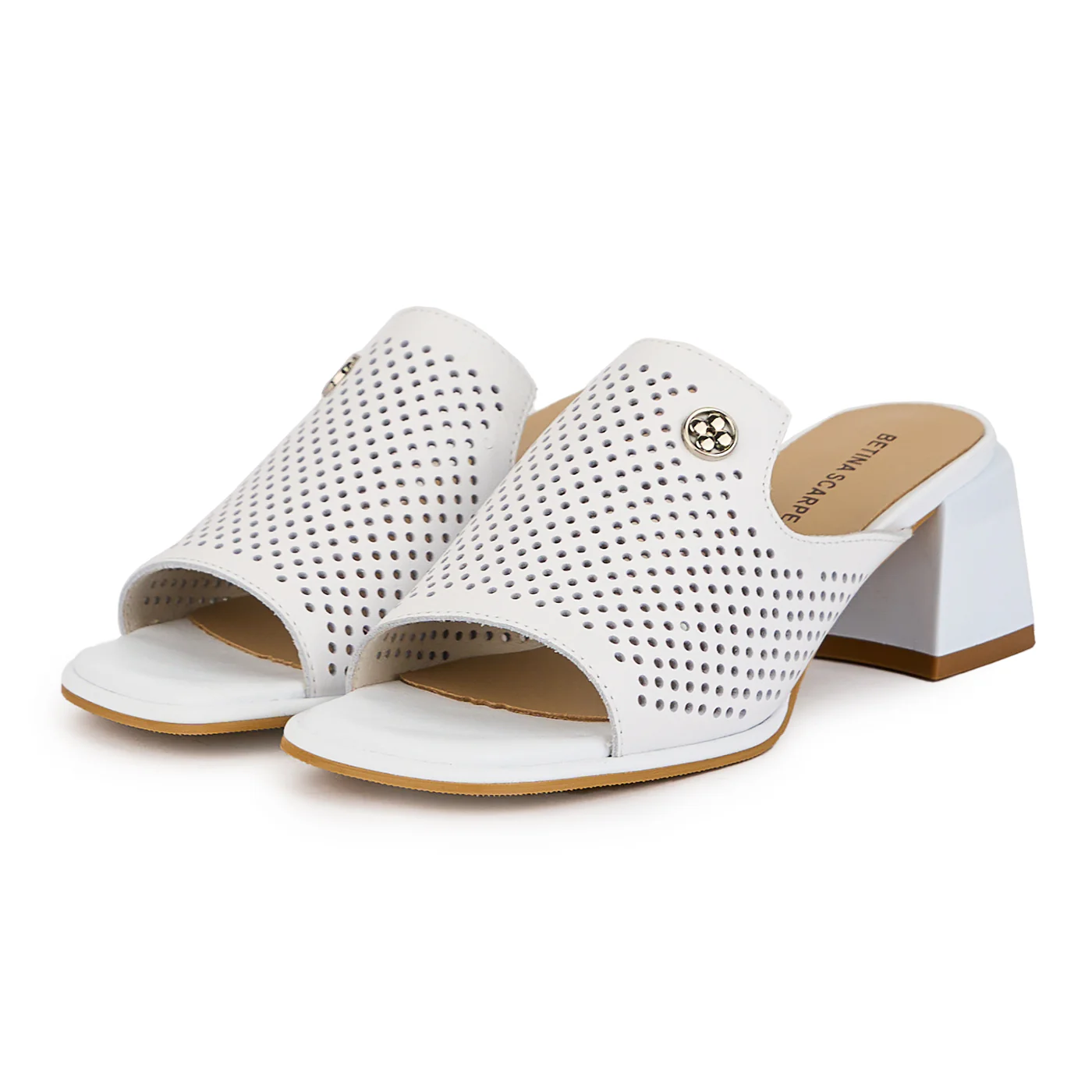 Saboti dama din piele naturala alba cu toc 5 cm 16093 - Image 3