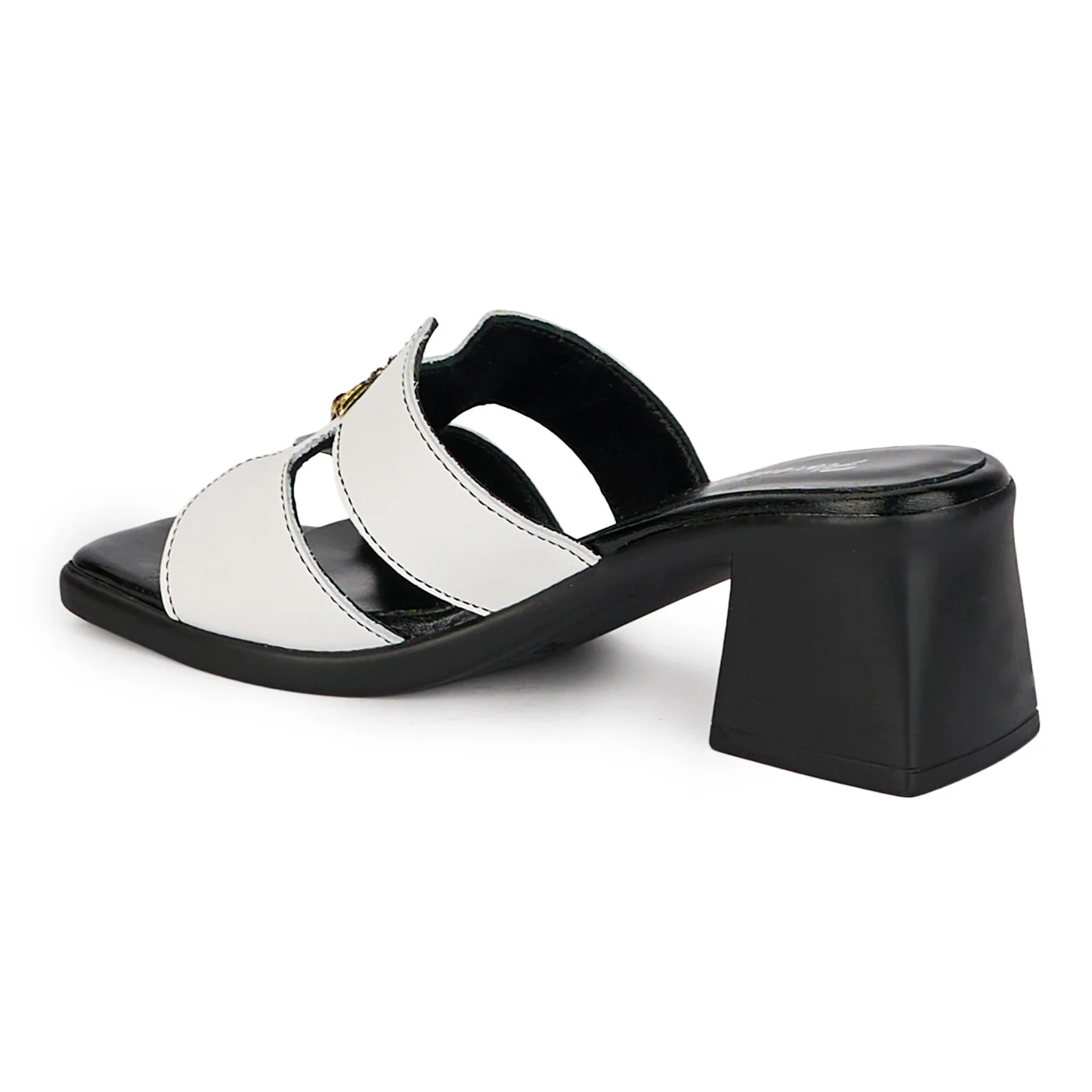 Saboti dama din piele naturala alba cu toc gros 6 cm 18385 - Image 2