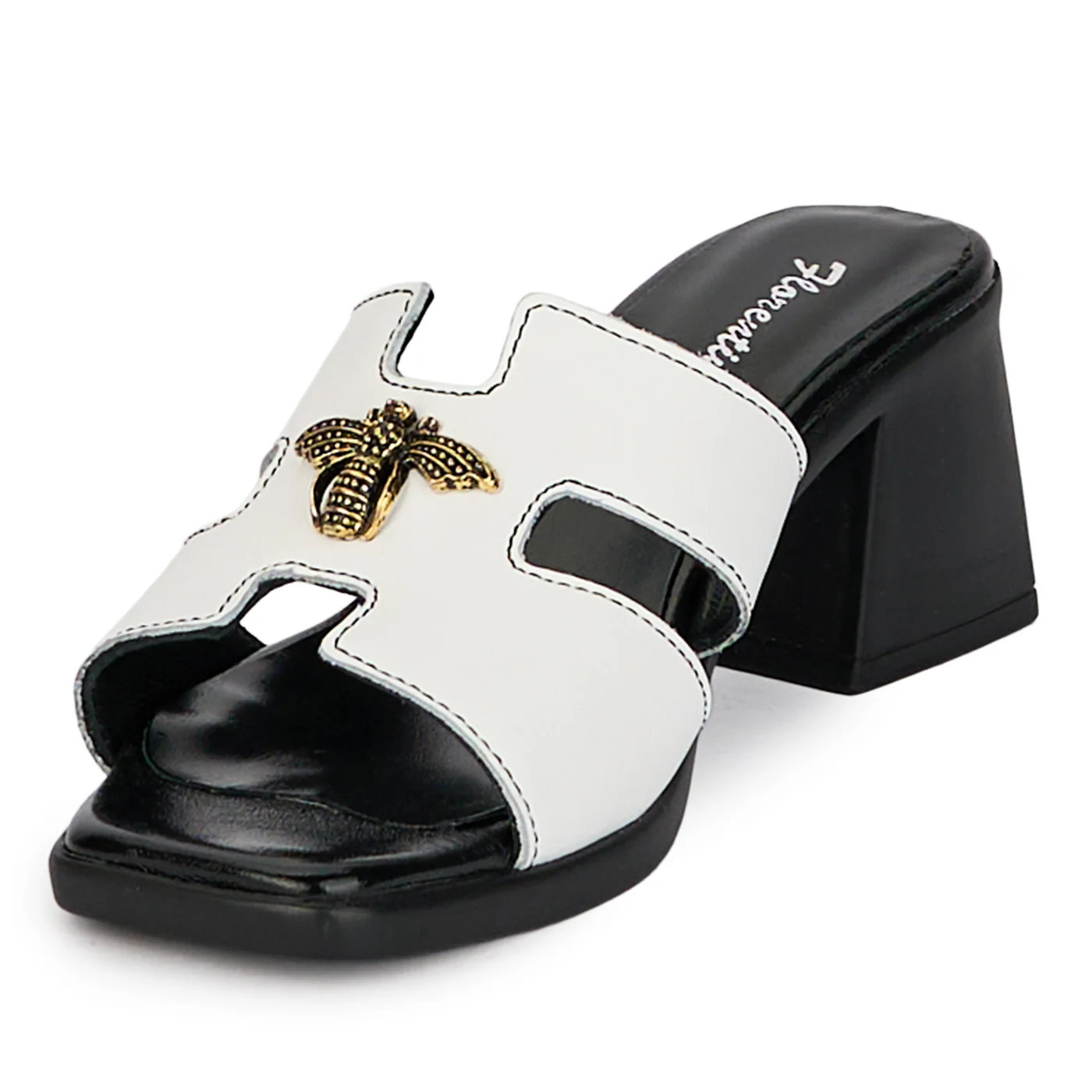 Saboti dama din piele naturala alba cu toc gros 6 cm 18385 - Image 3