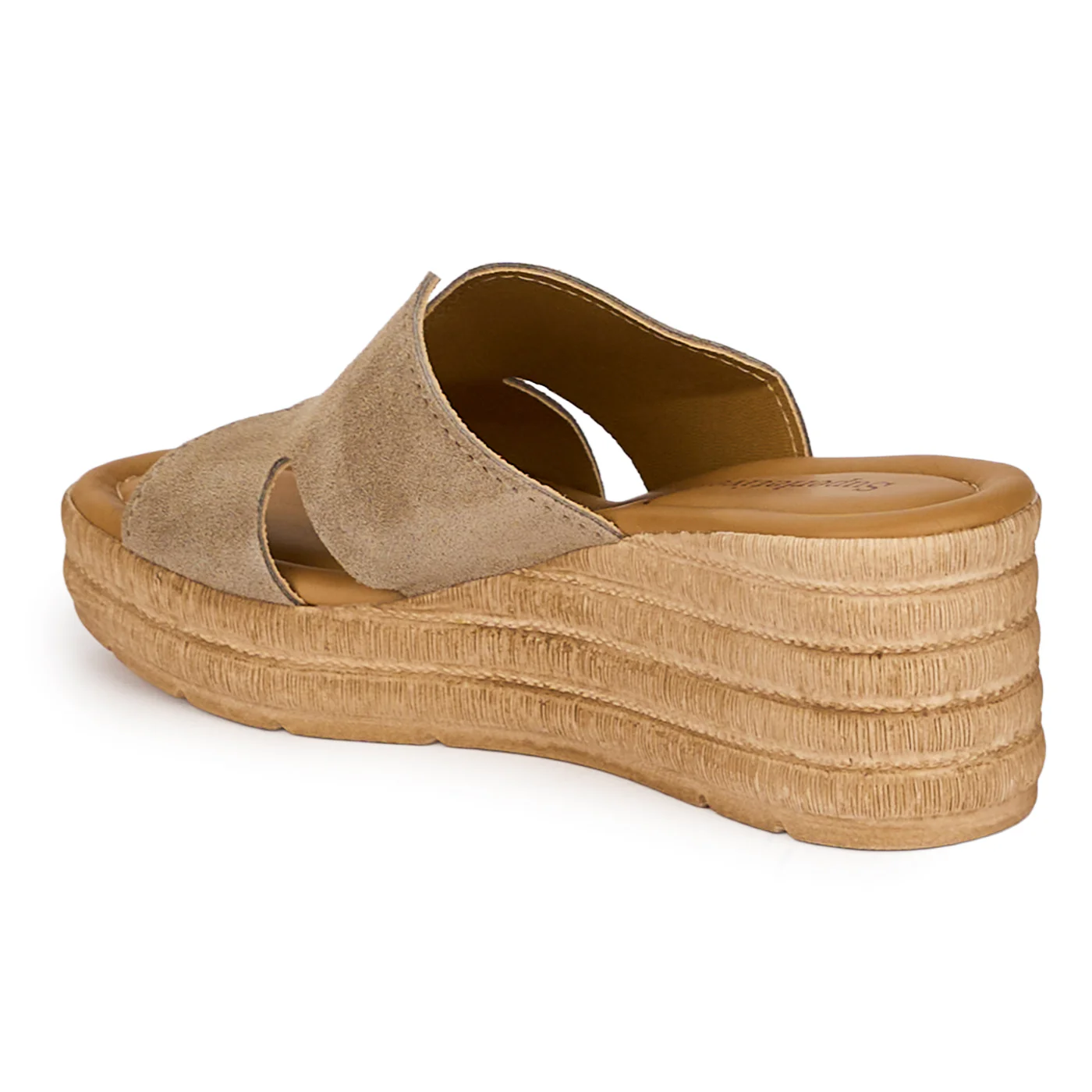 Saboti dama din piele naturala bej cu platforma 6.5 cm 18356 - Image 2