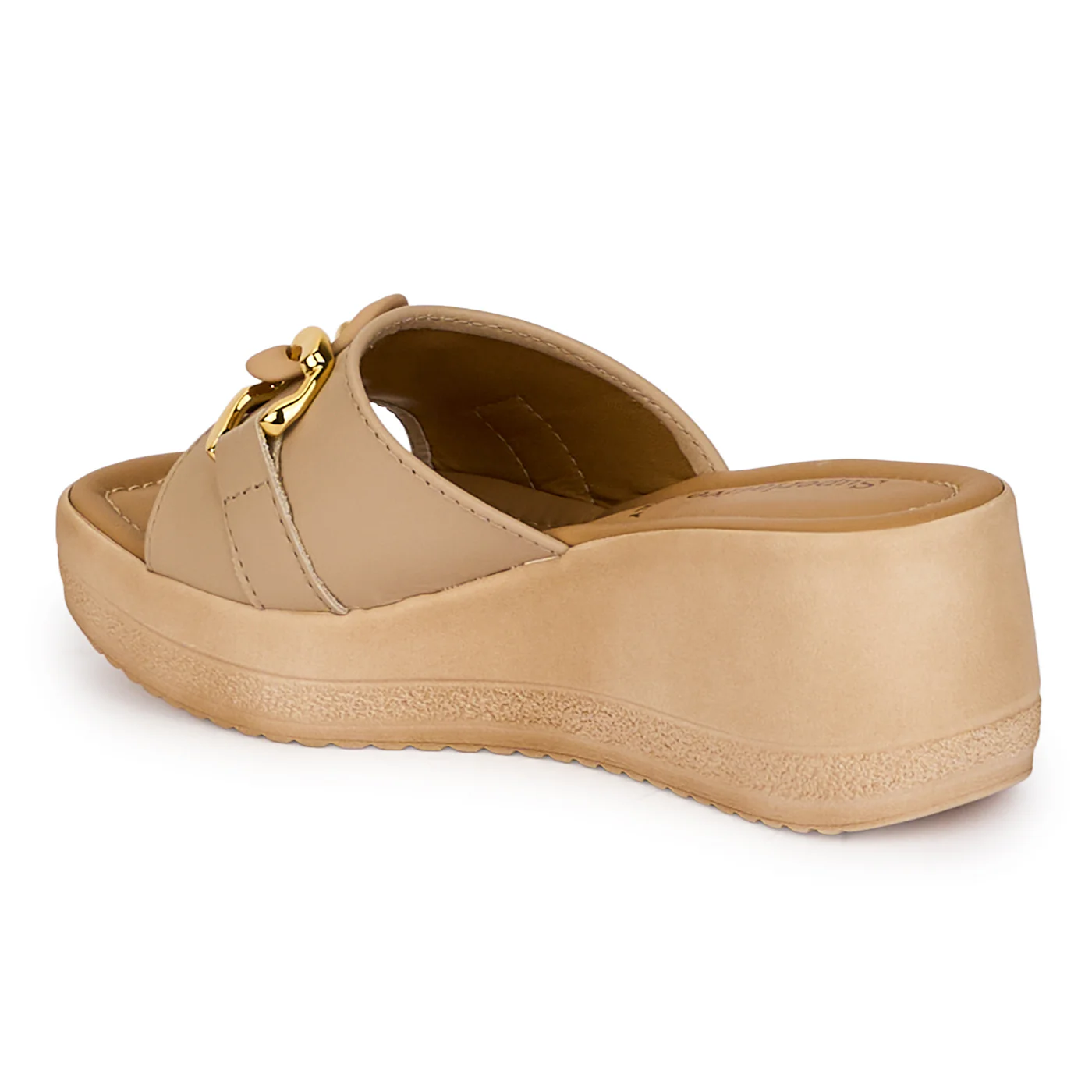 Saboti dama din piele naturala bej cu platforma 6.5 cm 18359 - Image 2