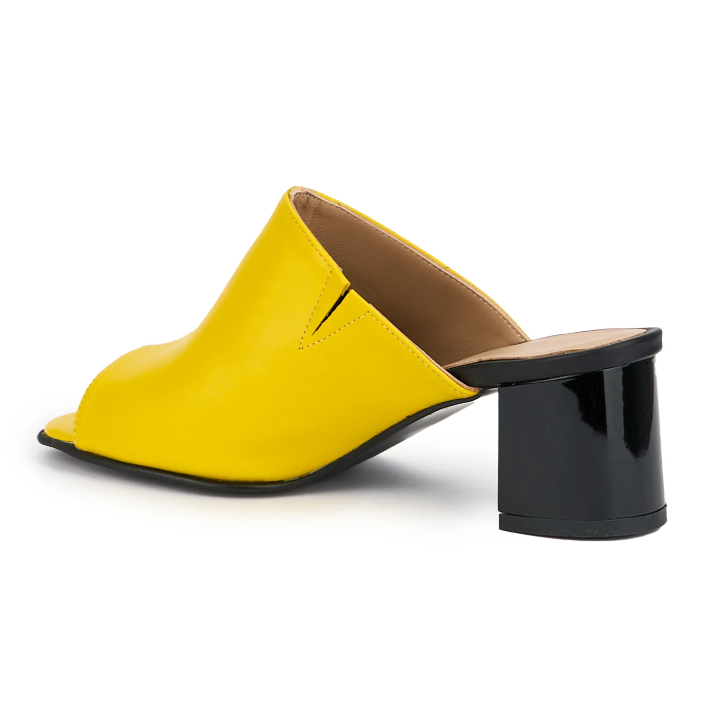 Saboti dama din piele naturala galbena cu toc 6 cm 15168 - Image 2