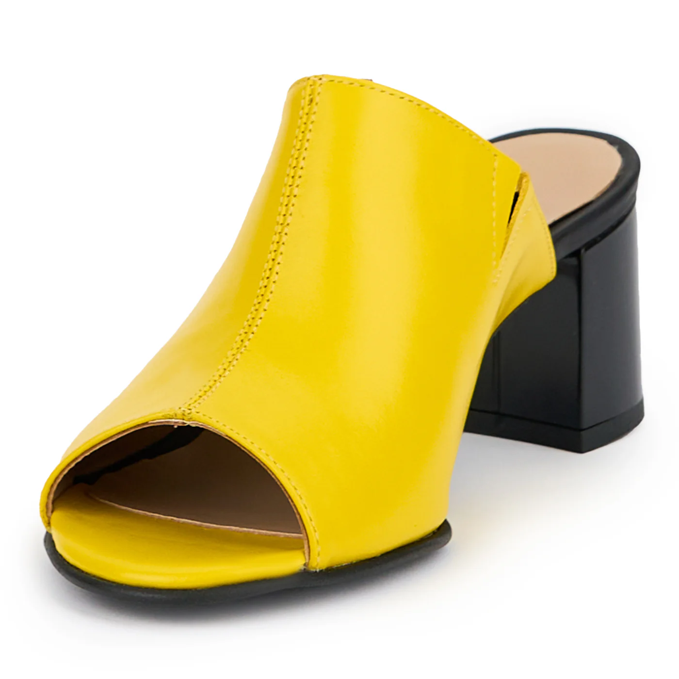 Saboti dama din piele naturala galbena cu toc 6 cm 15168 - Image 3
