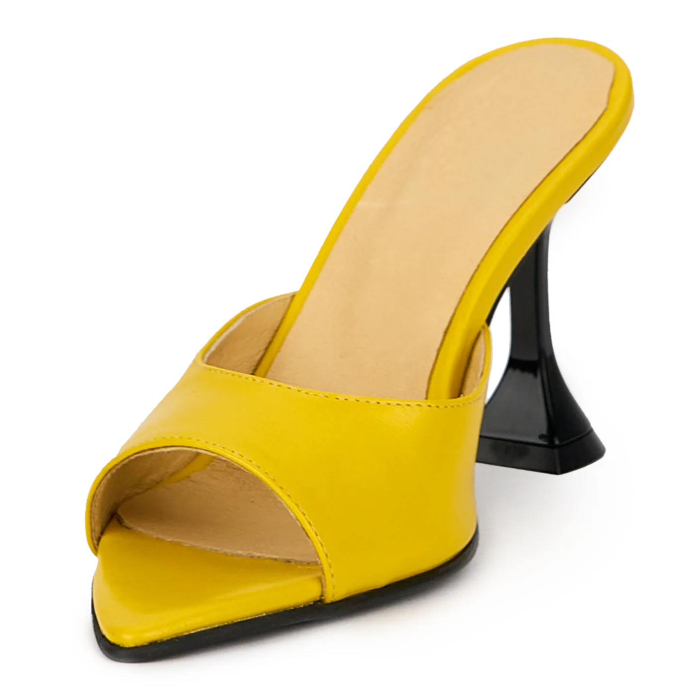Saboti dama din piele naturala galbena cu toc 8.5 cm 16016 - Image 3