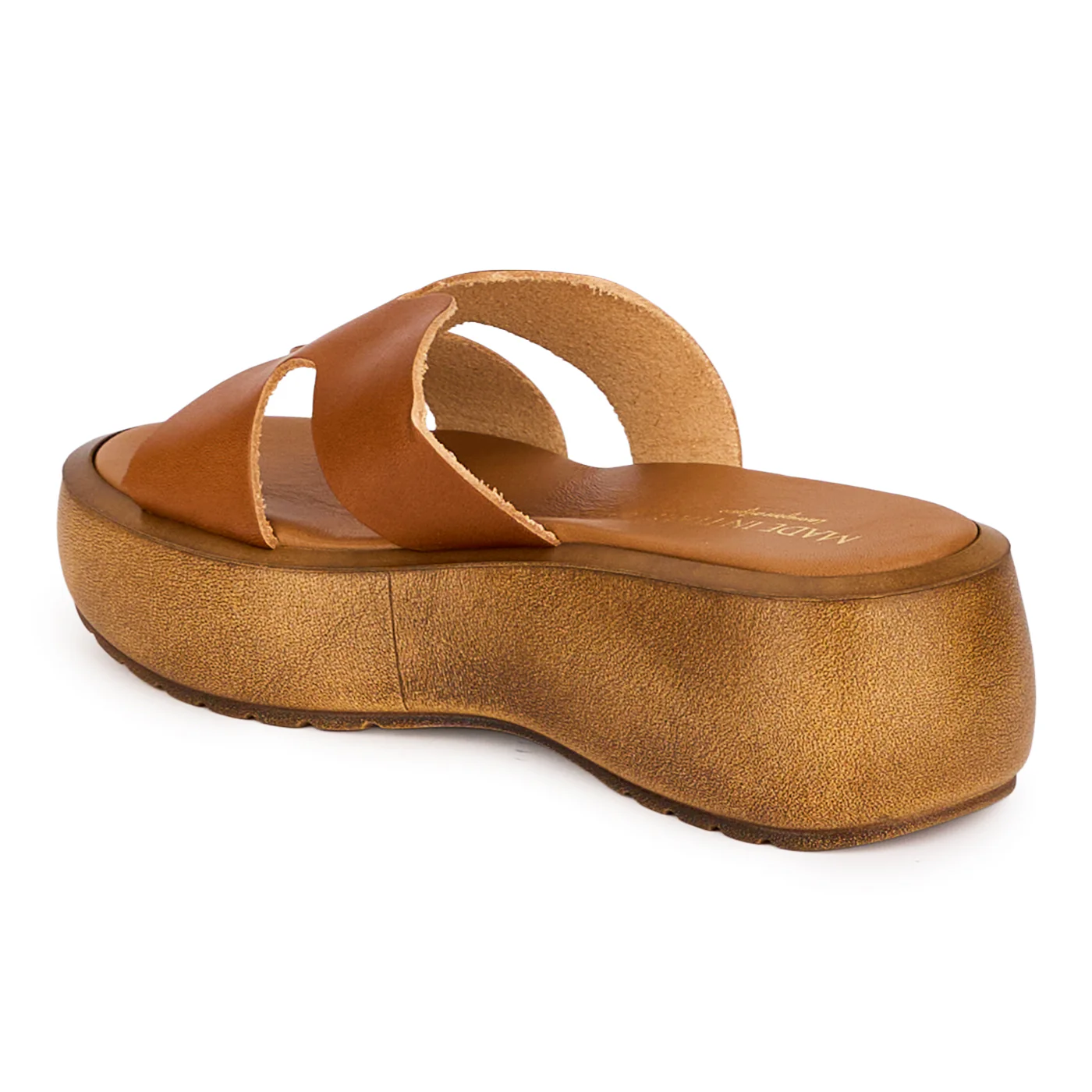 Saboti dama din piele naturala maro cu talpa 5 cm 18468 - Image 2