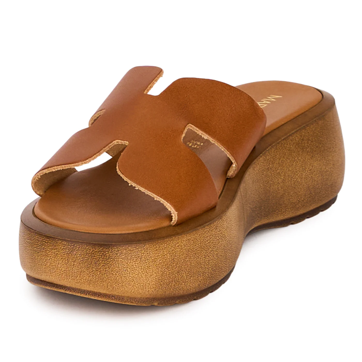 Saboti dama din piele naturala maro cu talpa 5 cm 18468 - Image 3