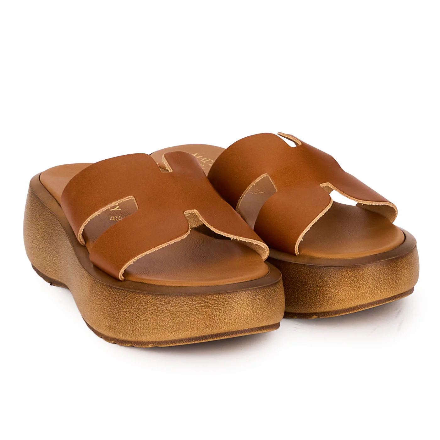 Saboti dama din piele naturala maro cu talpa 5 cm 18468 - Image 4
