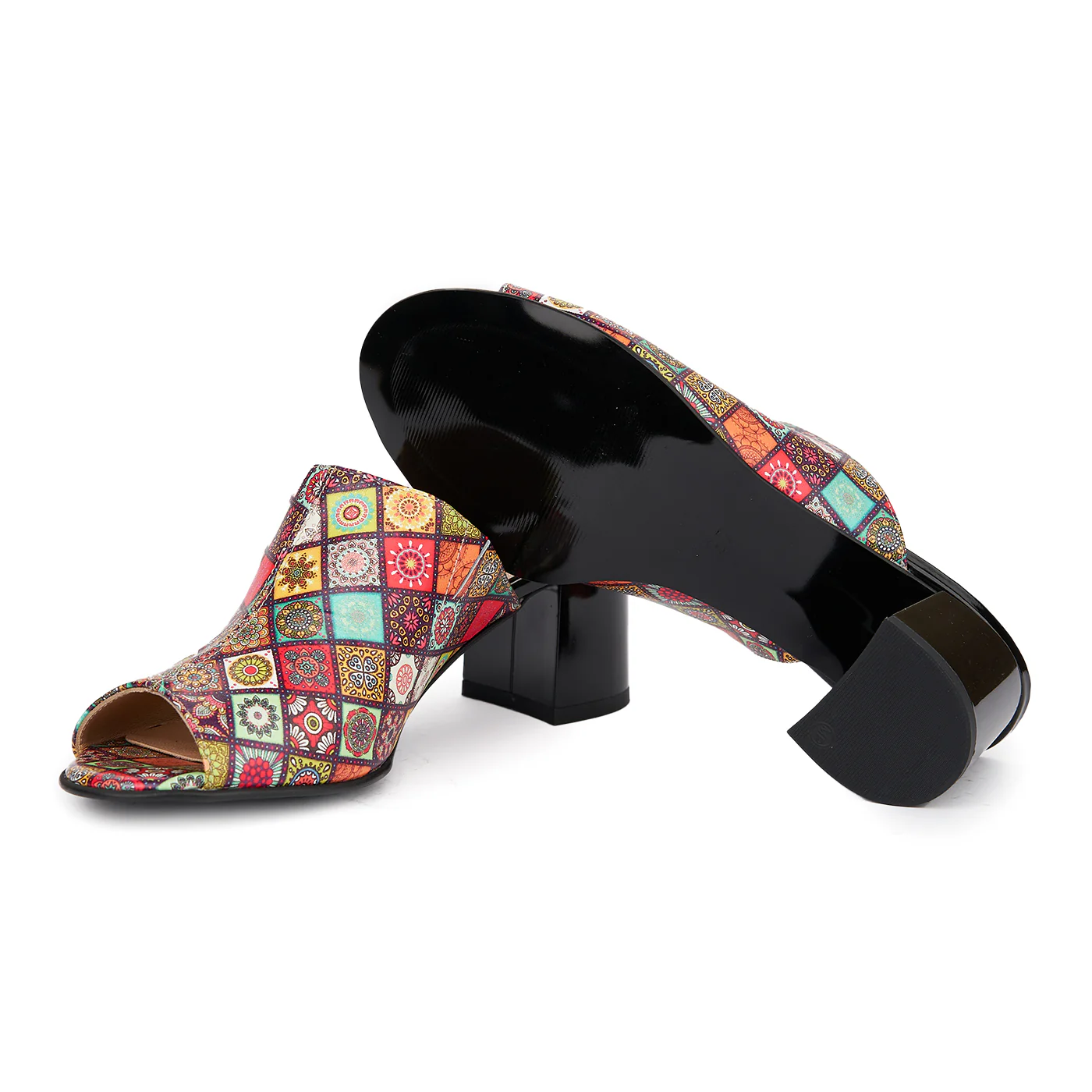 Saboti dama din piele naturala multicolor 5509 - Image 3