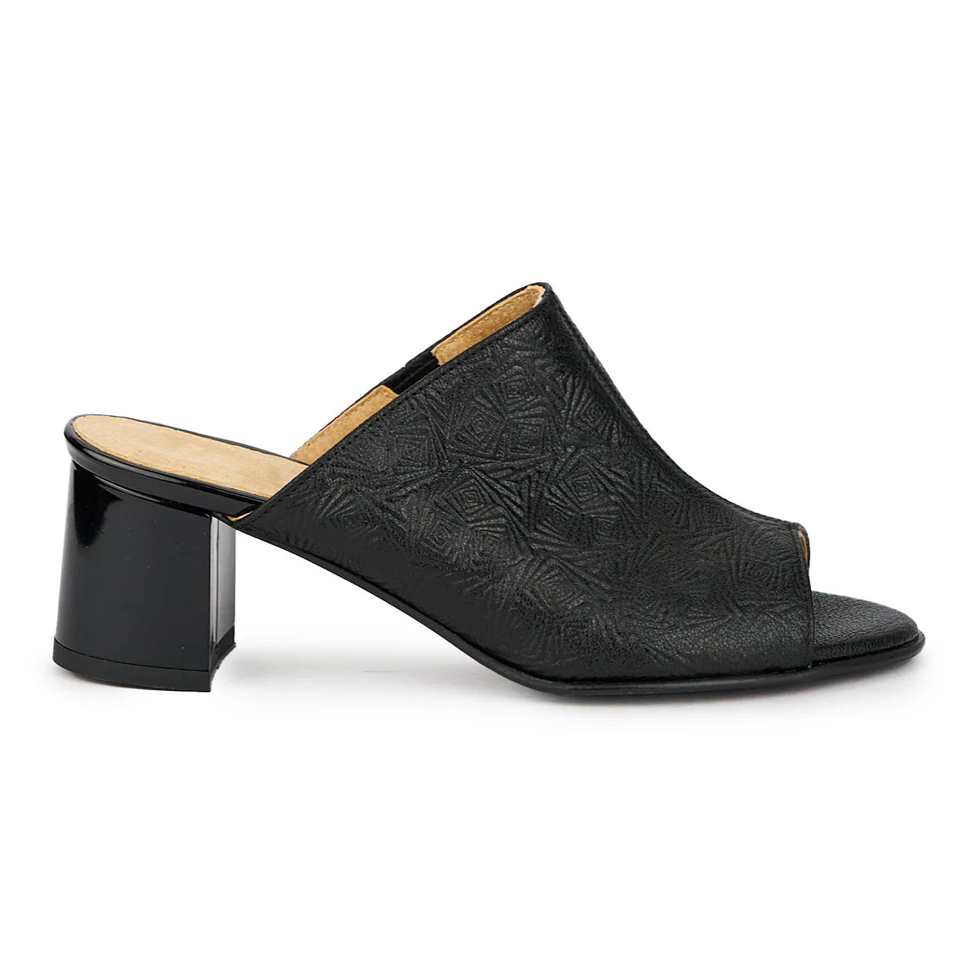 Saboti dama din piele naturala neagra cu toc 5.5 cm 15853