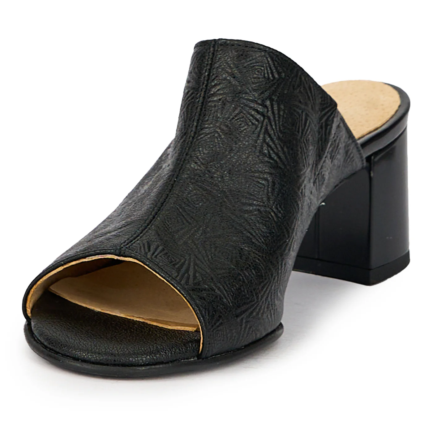 Saboti dama din piele naturala neagra cu toc 5.5 cm 15853 - Image 3