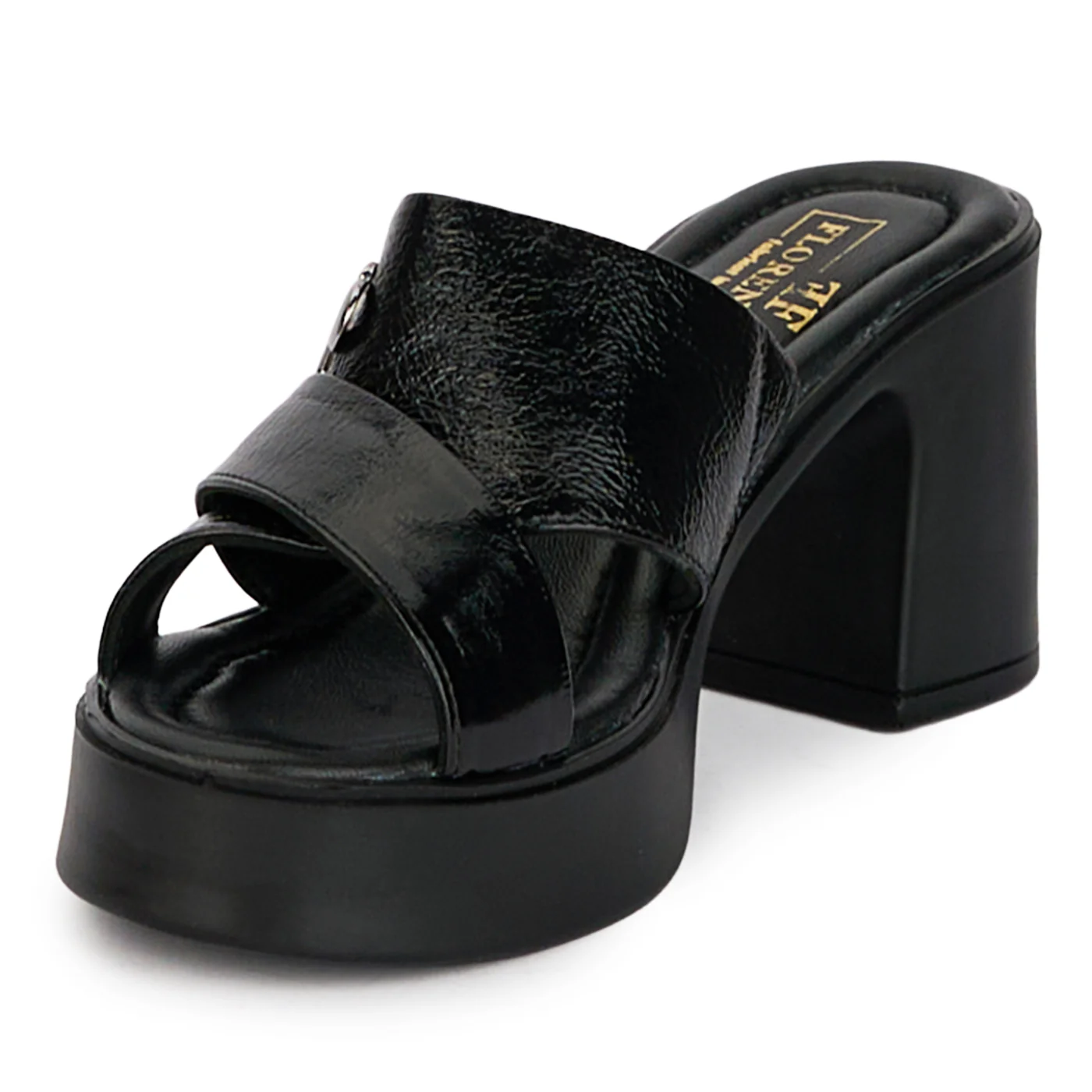 Saboti dama din piele naturala neagra cu toc gros 7 cm 18378 - Image 3