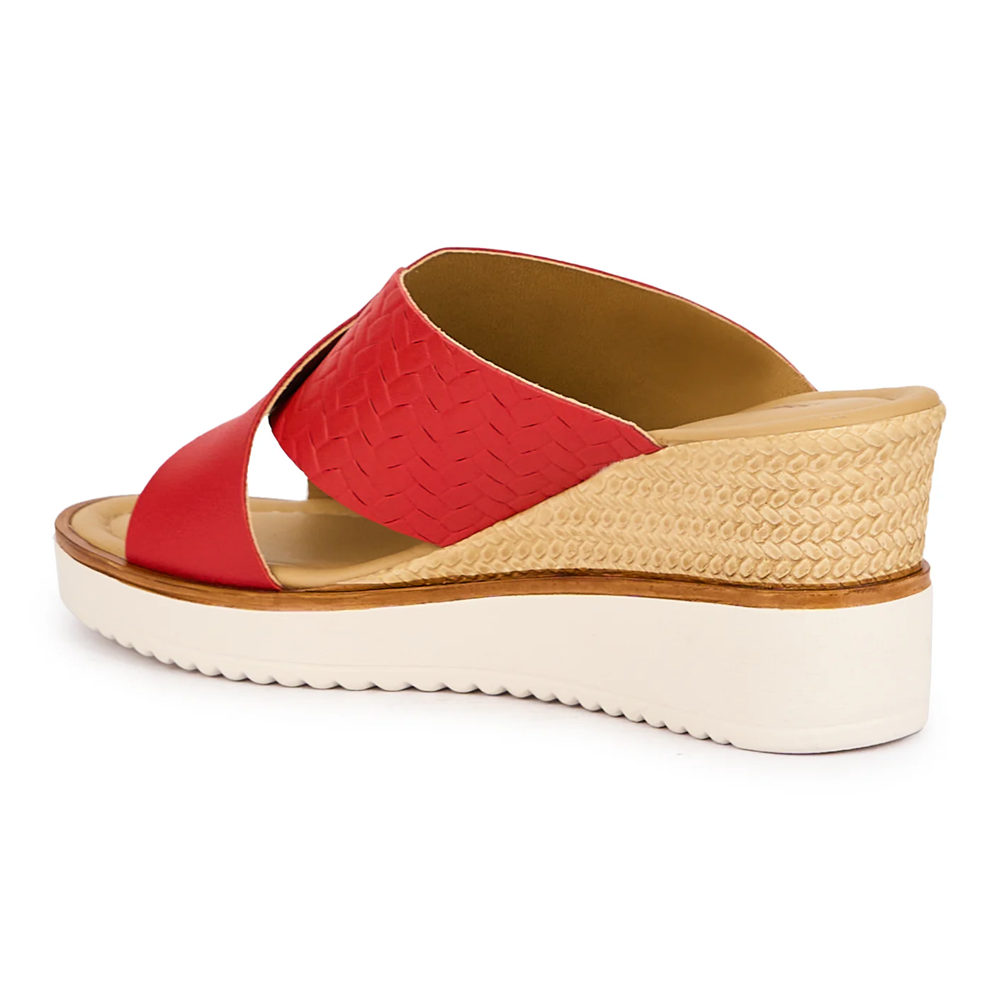 Saboti dama din piele naturala rosie cu platforma 7 cm 16148 - Image 2