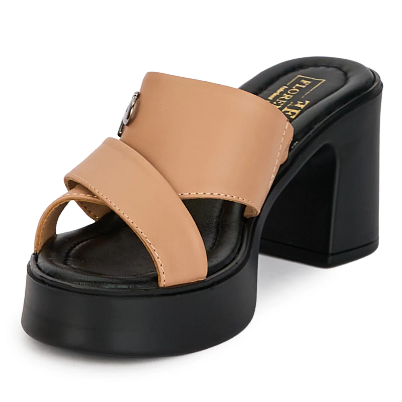 Saboti dama din piele naturala roz fard cu toc gros 7 cm 18379 - Image 3