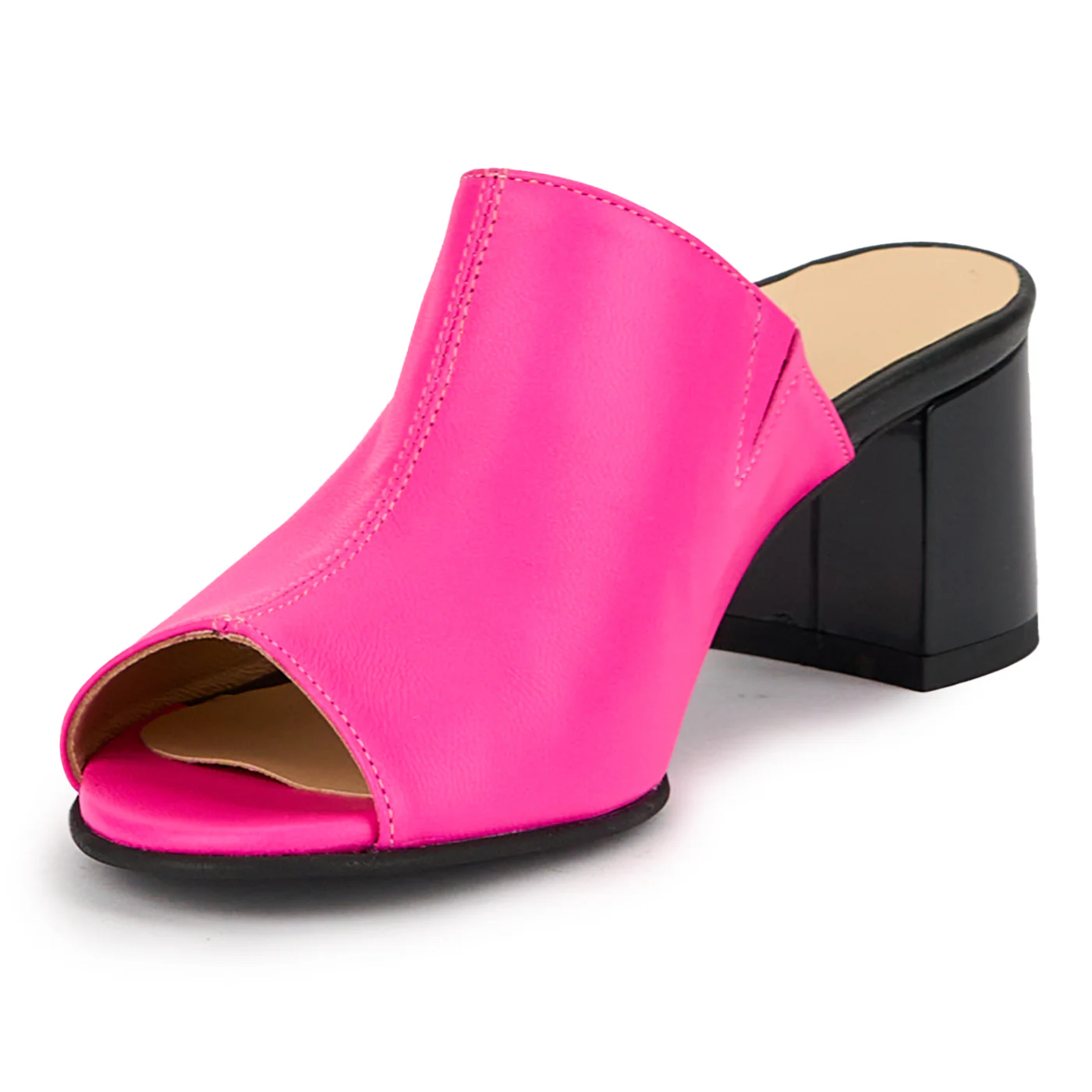 Saboti dama din piele naturala roz-fucsia cu toc 5.5 cm 15232 - Image 3