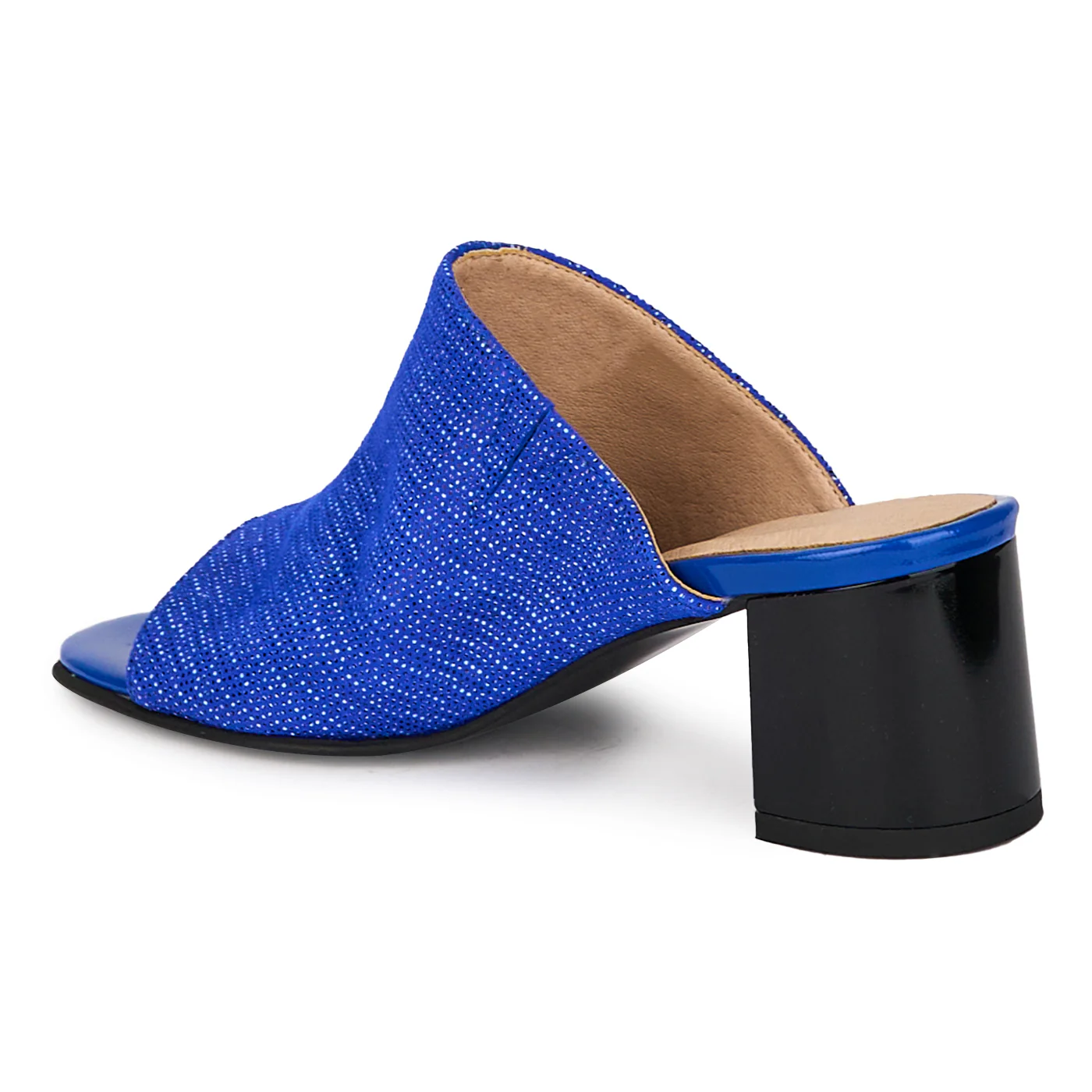 Saboti eleganti dama din piele naturala albastra cu toc gros 5.5 cm 18050 - Image 2