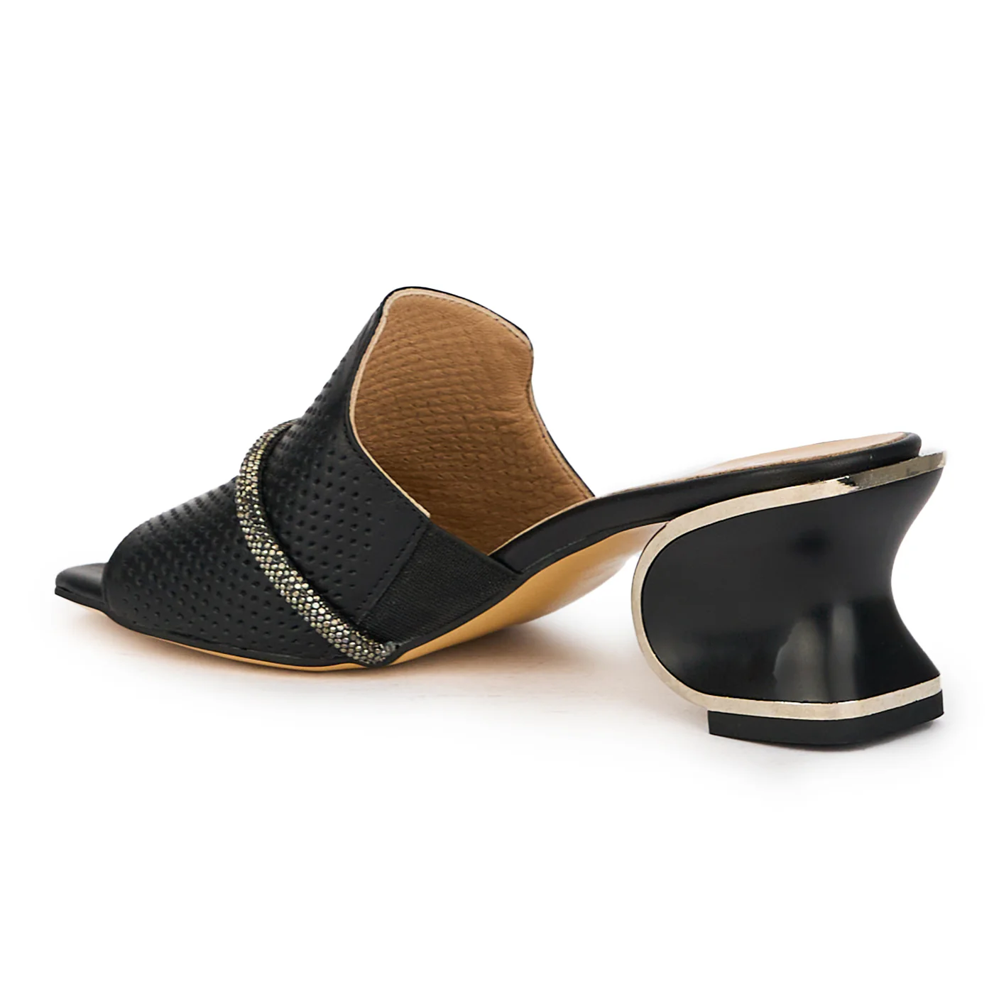 Saboti eleganti dama din piele naturala neagra toc 6 cm 15693 - Image 2