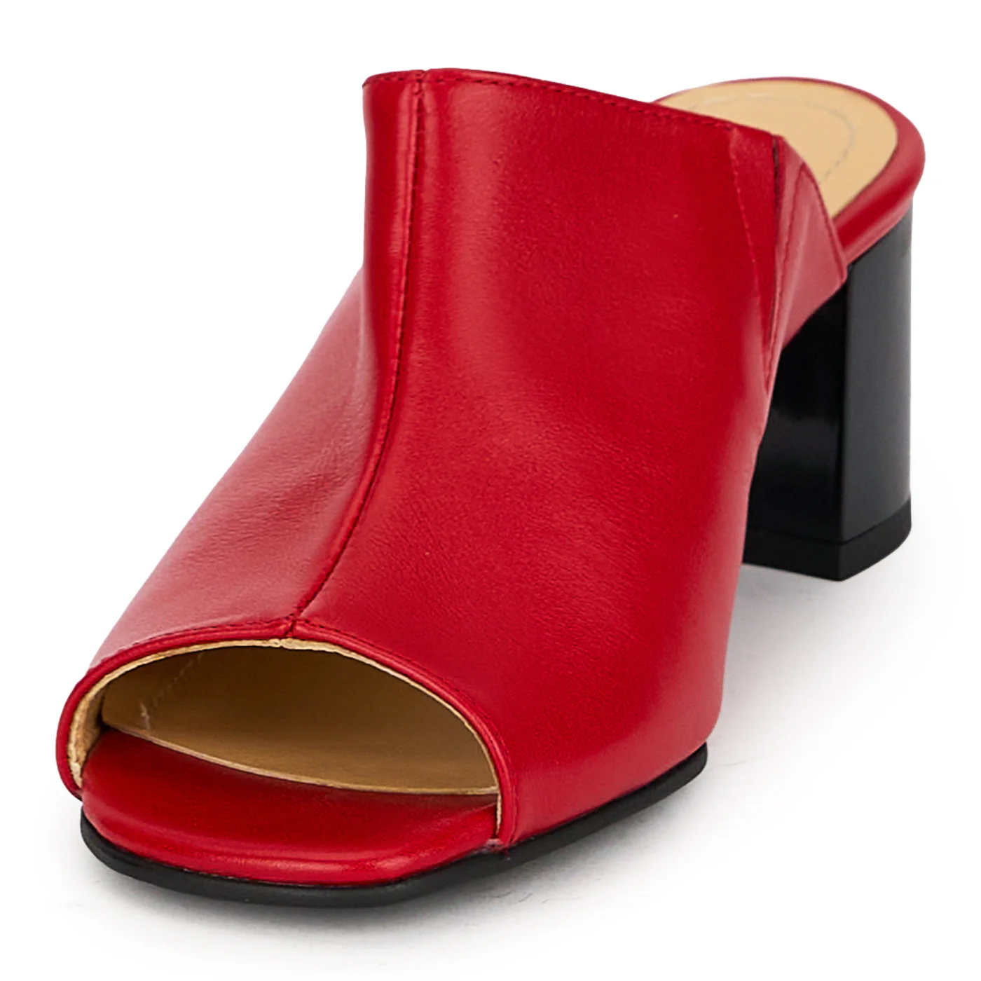 Saboti eleganti dama din piele naturala rosie cu toc gros 5.5 cm 19698 - Image 3
