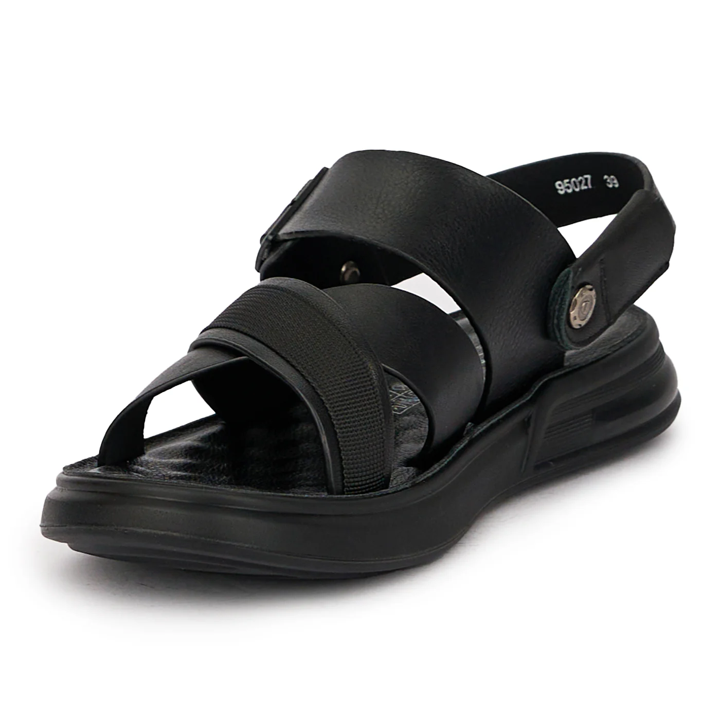 Sandale barbati din piele naturala neagra 7726 - Image 4