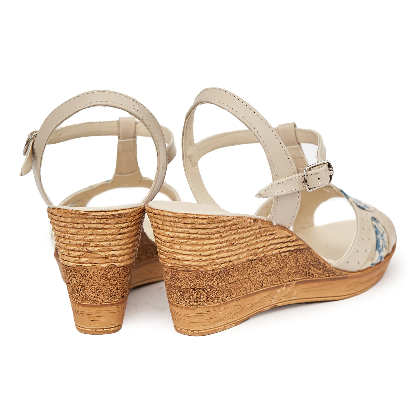Sandale clasice din piele naturala crem cu platforma 2274 - Image 2
