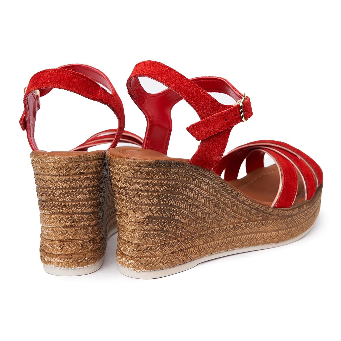 Sandale cu platforma din piele naturala rosie 2509 - Image 2