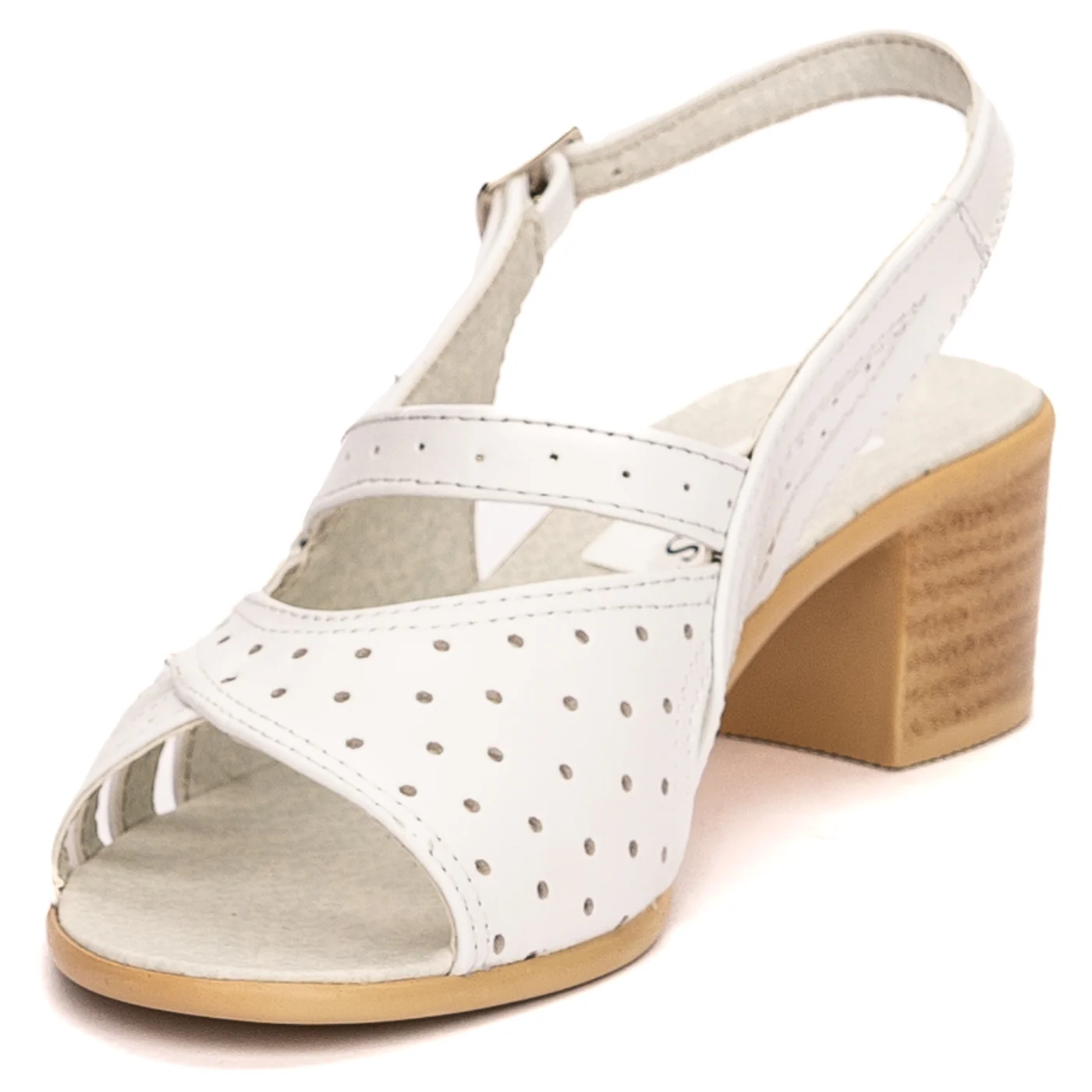 Sandale dama clasice din piele naturala alba 13526 - Image 3