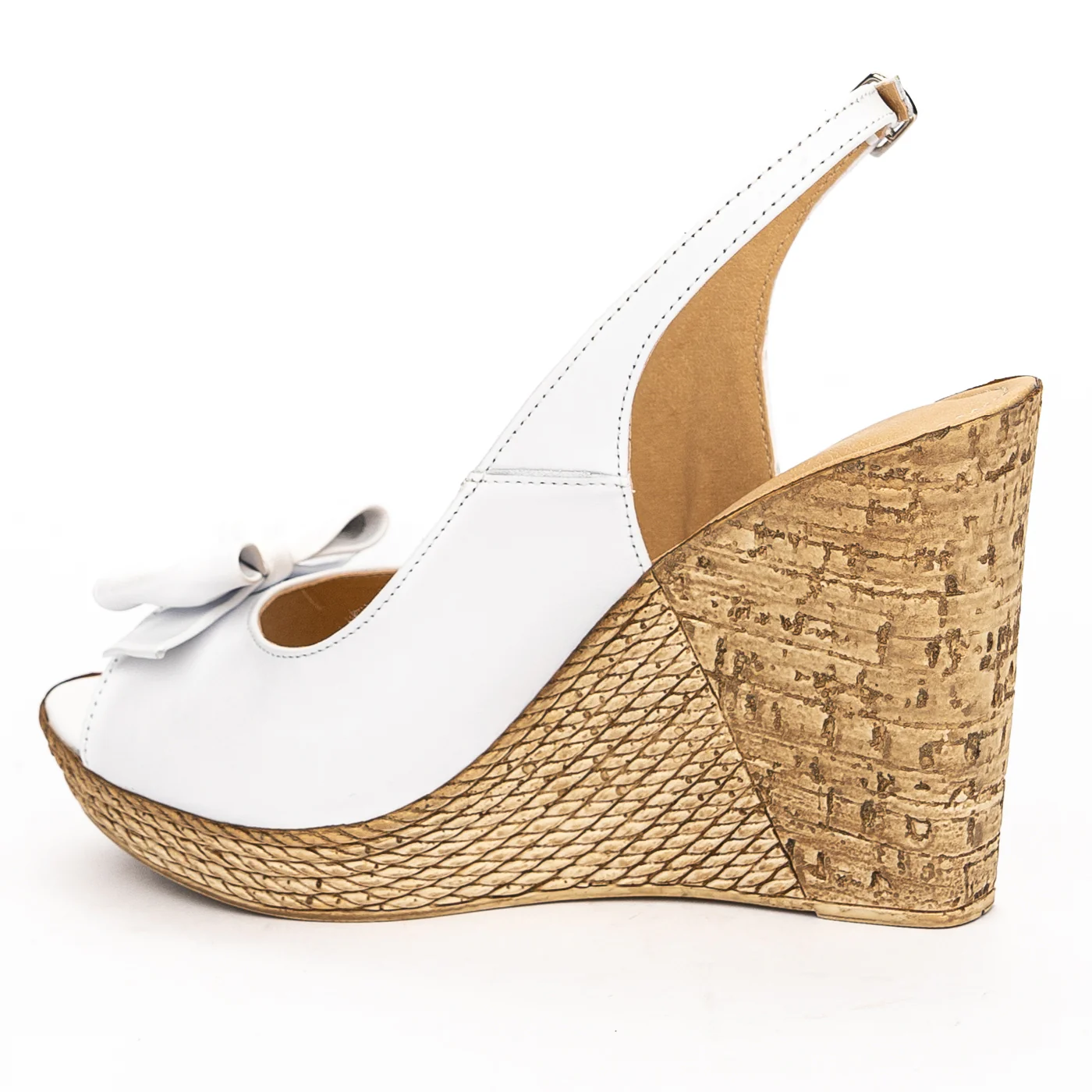 Sandale dama cu platforma din piele naturala alba 13119 - Image 2