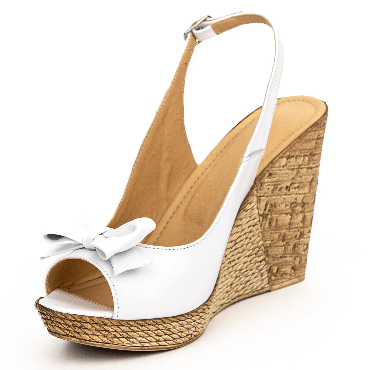 Sandale dama cu platforma din piele naturala alba 13119 - Image 3