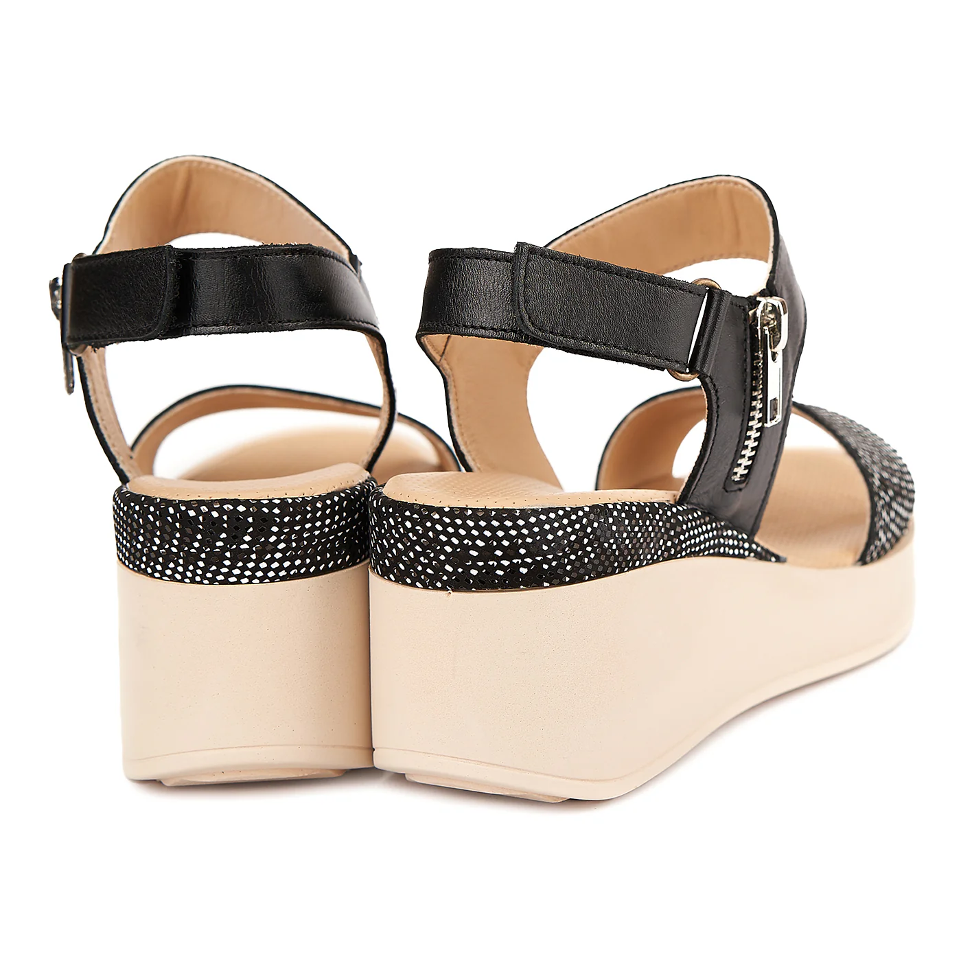 Sandale dama cu platforma din piele naturala neagra 2190 - Image 2