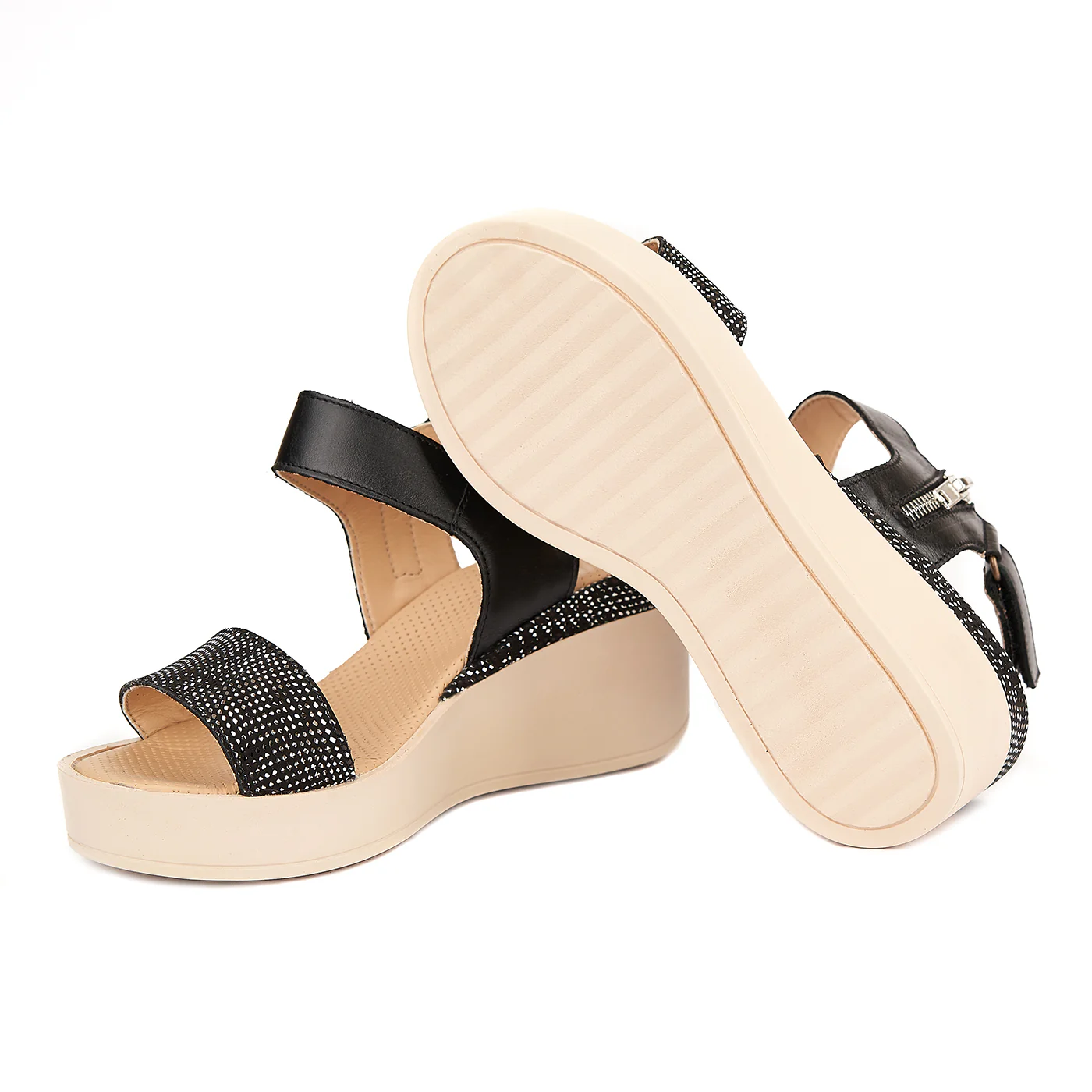 Sandale dama cu platforma din piele naturala neagra 2190 - Image 3